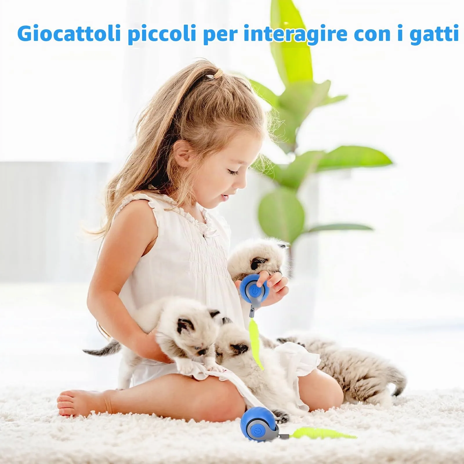 Gerbala Palla Elettrica Interattiva per Gatti e Cani, Automatica e Intelligente (Blu) - immagine 8