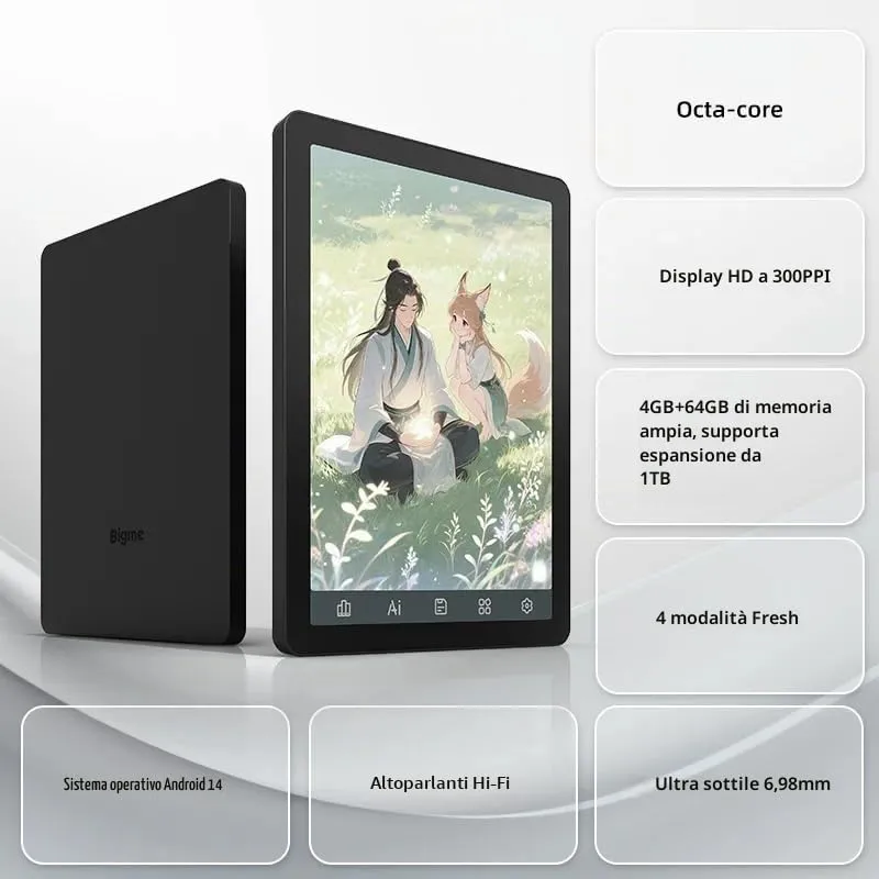 Bigme B6 Lettore ePaper a colori 6 pollici Android 14, 4+64 GB (Nero) - immagine 4