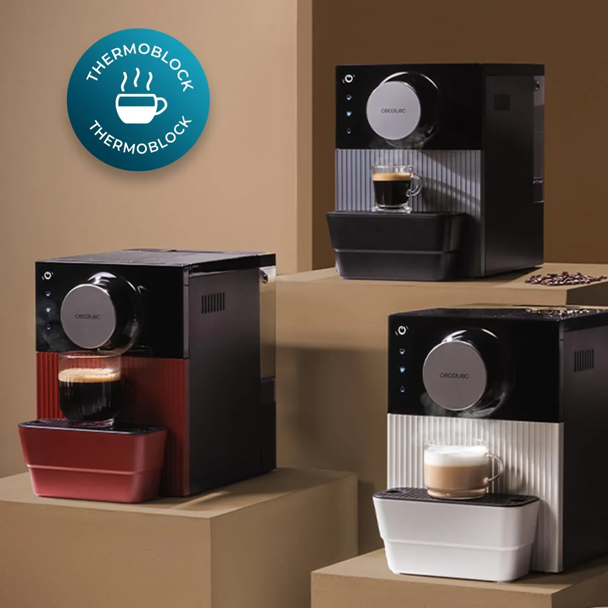 Cecotec Cremmaet Cube Macchina da Caffè Superautomatica, 1350W, 19 Bar, Sistema Thermoblock, 5 Livelli di Macinatura, Pannello Controllo Tattile - immagine 5