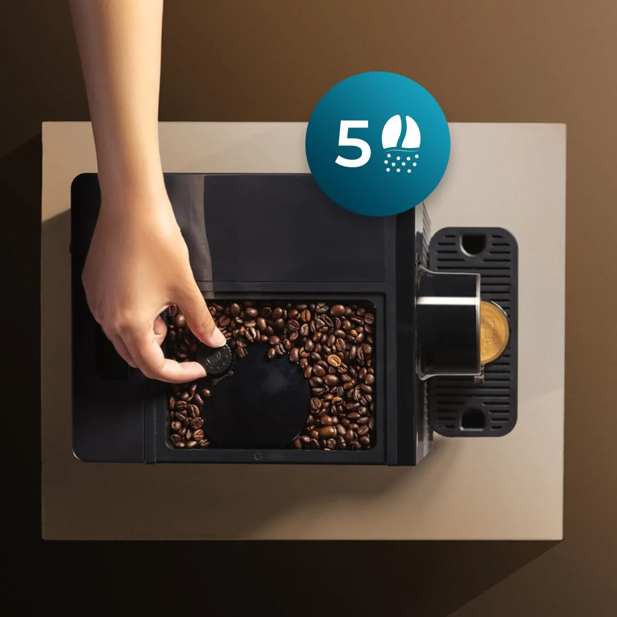 Cecotec Cremmaet Cube Macchina da Caffè Superautomatica, 1350W, 19 Bar, Sistema Thermoblock, 5 Livelli di Macinatura, Pannello Controllo Tattile - immagine 10