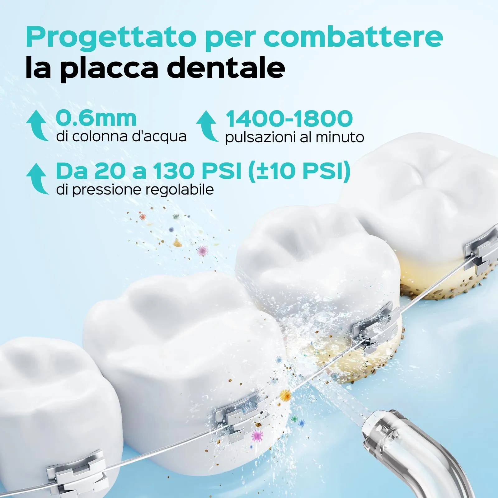 COSLUS C51 Idropulsore Dentale, Modalità Jet, 6 Pressioni, Rosa - immagine 3