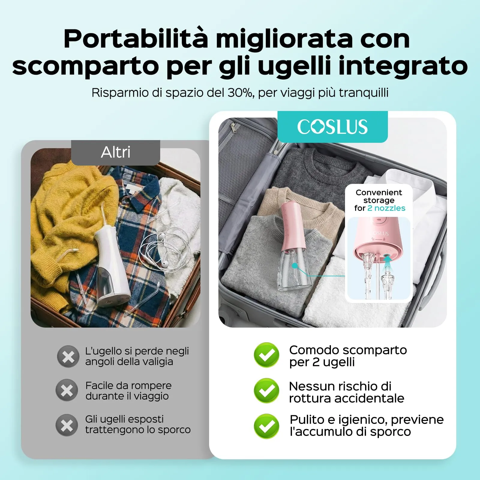 COSLUS C51 Idropulsore Dentale, Modalità Jet, 6 Pressioni, Rosa - immagine 5