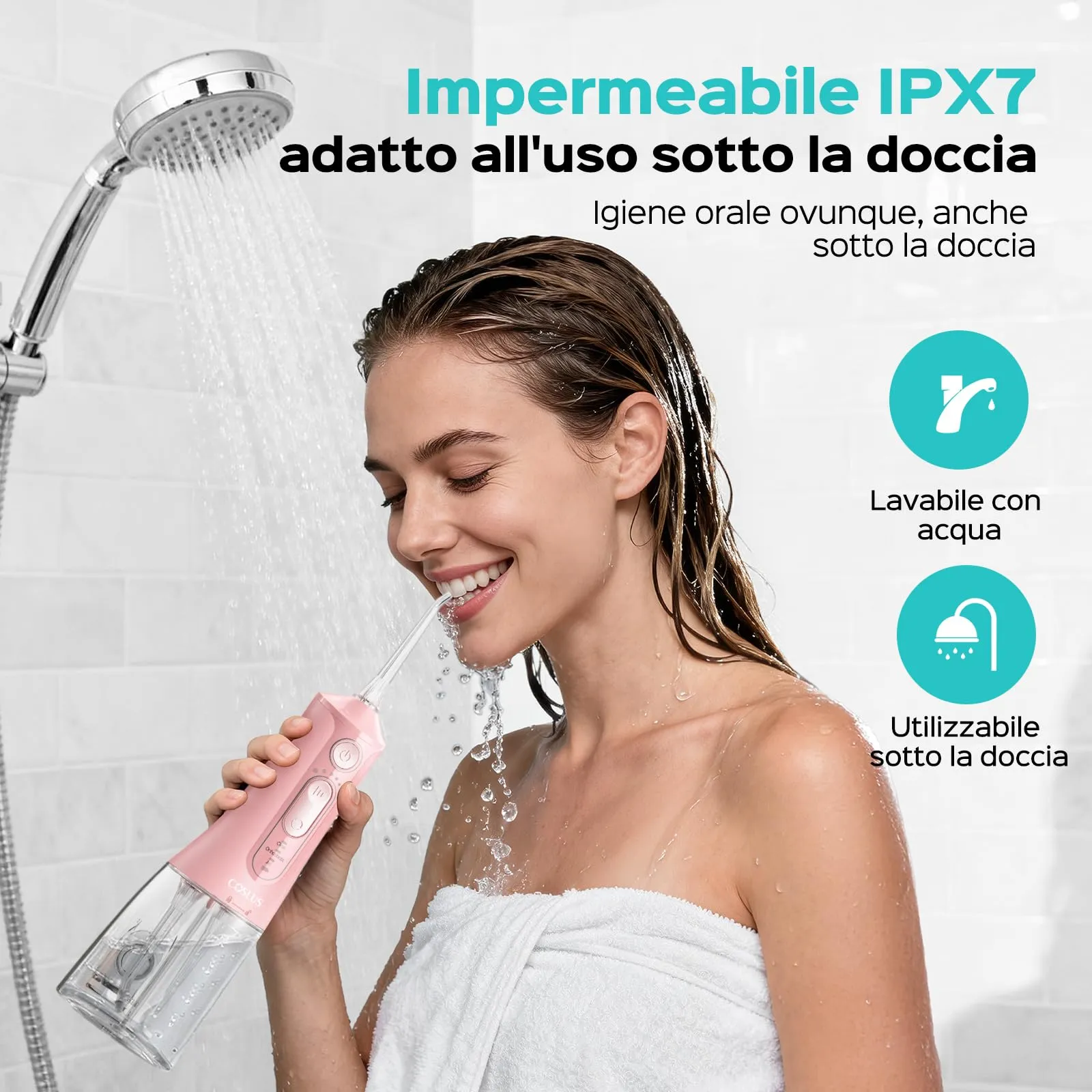 COSLUS C51 Idropulsore Dentale, Modalità Jet, 6 Pressioni, Rosa - immagine 8