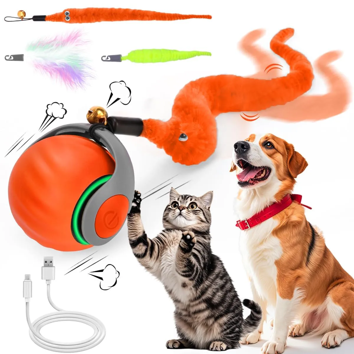 NEOVSUNY Giocattolo Interattivo per Gatti, Palla Elettrica Ricaricabile USB - immagine 1