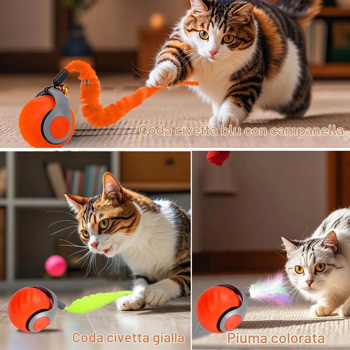 NEOVSUNY Giocattolo Interattivo per Gatti, Palla Elettrica Ricaricabile USB - immagine 4