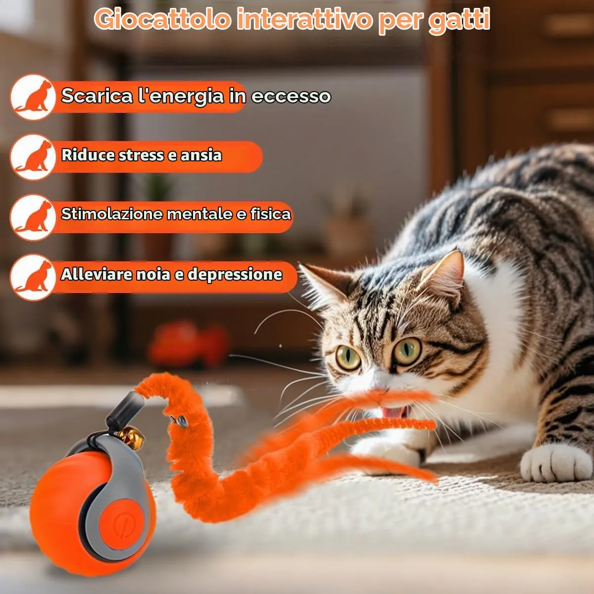 NEOVSUNY Giocattolo Interattivo per Gatti, Palla Elettrica Ricaricabile USB - immagine 5