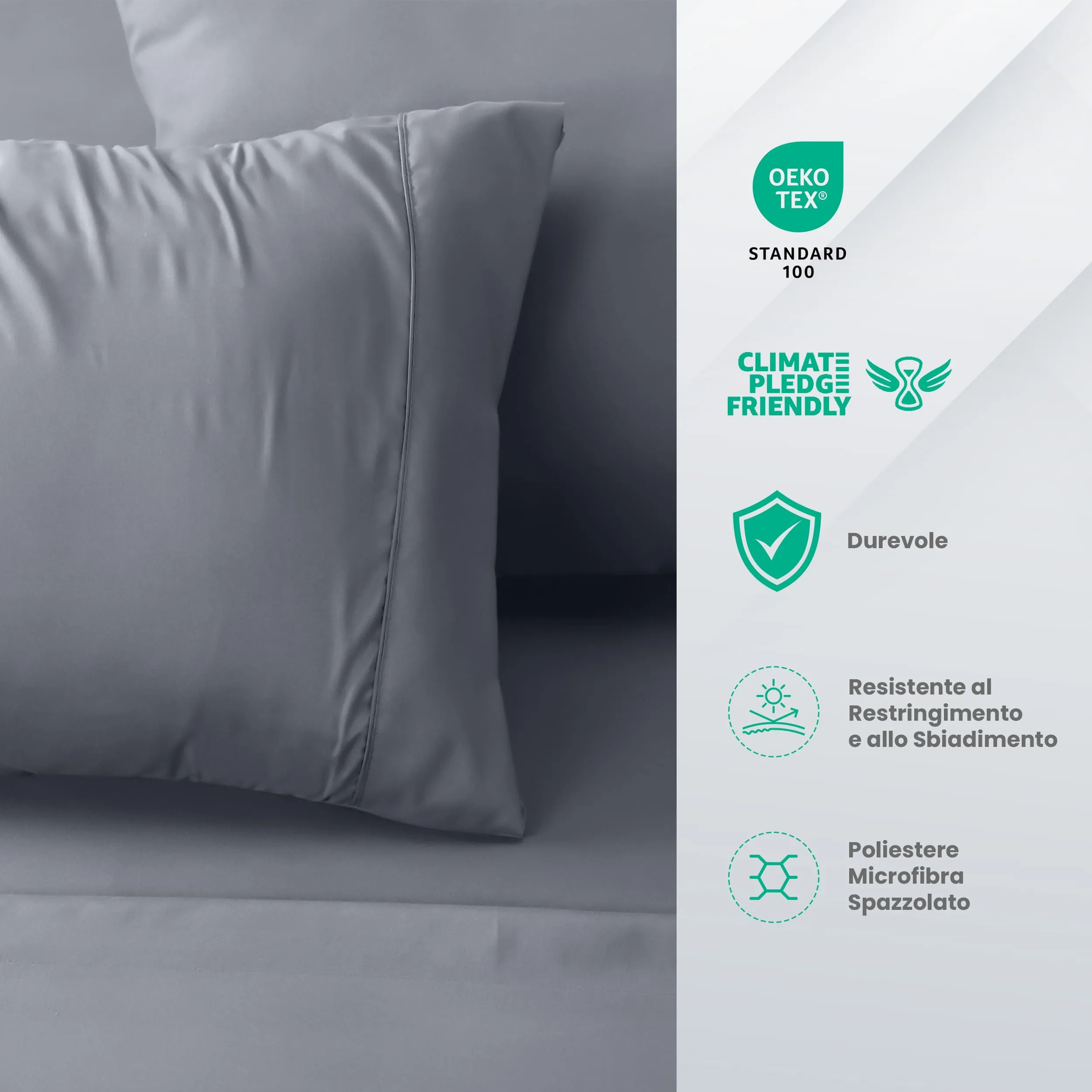 Utopia Bedding Set Lenzuola Letto 4 Pezzi, 135x190cm, Grigio - immagine 4