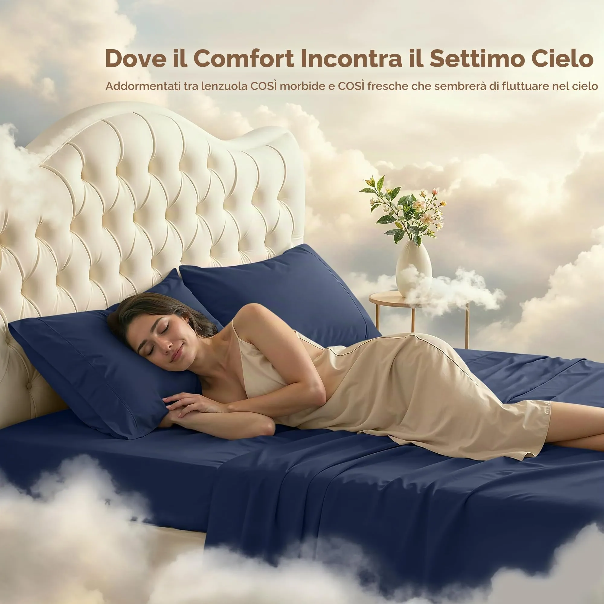 Utopia Bedding Set di lenzuola in microfibra 4 pezzi, USA King, Blu Navy - immagine 4