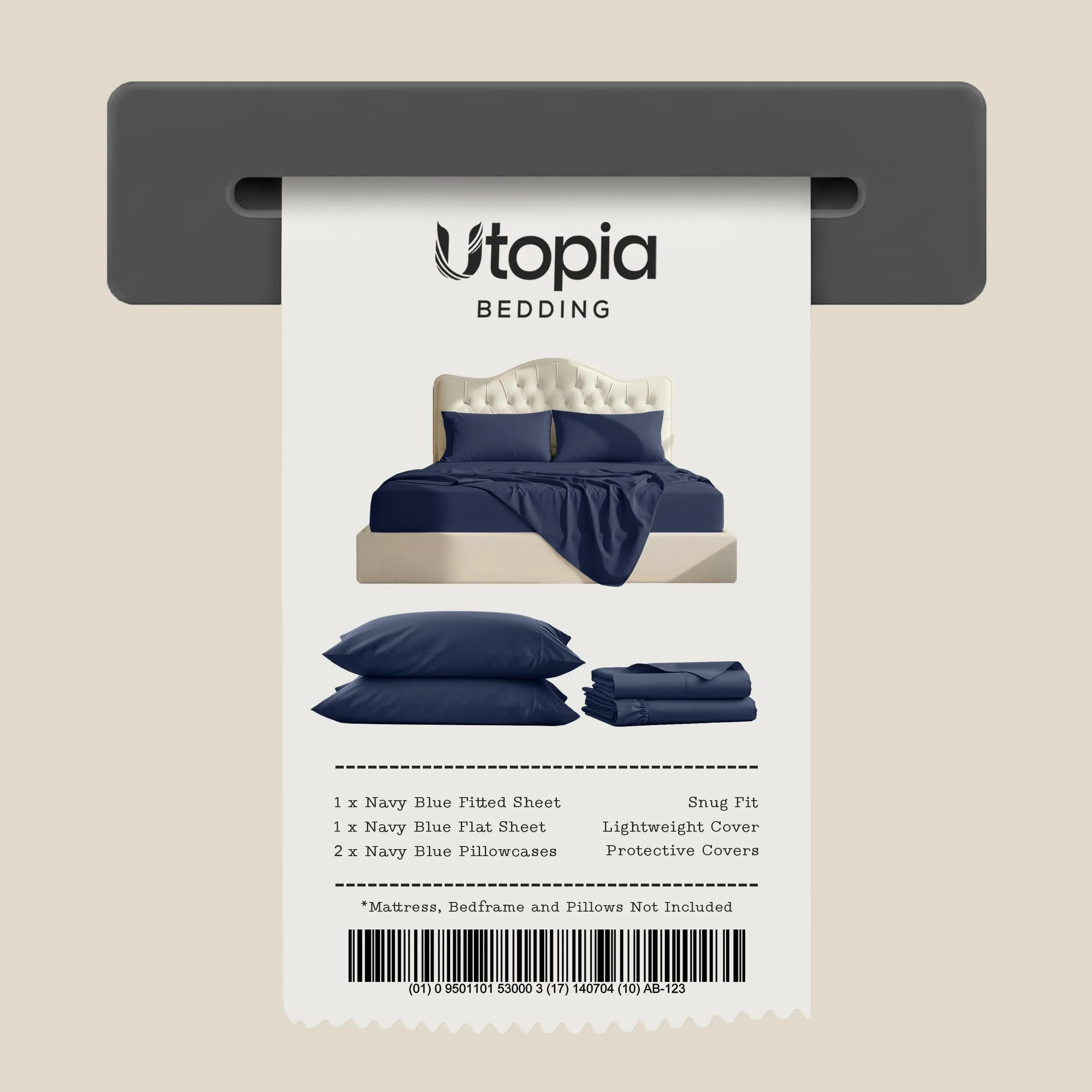 Utopia Bedding Set di lenzuola in microfibra 4 pezzi, USA King, Blu Navy - immagine 7