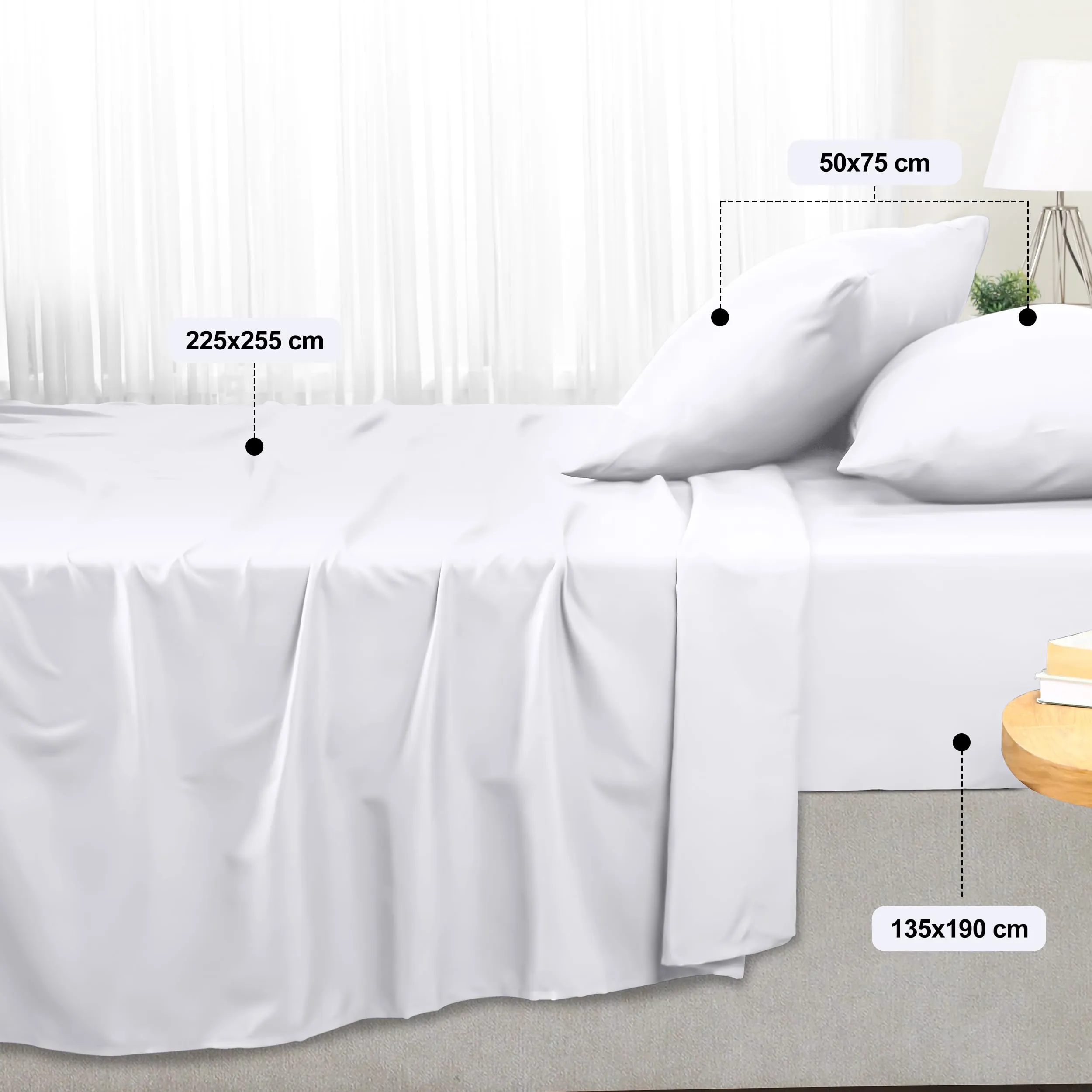 Utopia Bedding Set Lenzuola Letto 4 Pezzi, 135x190cm, Bianca - immagine 2