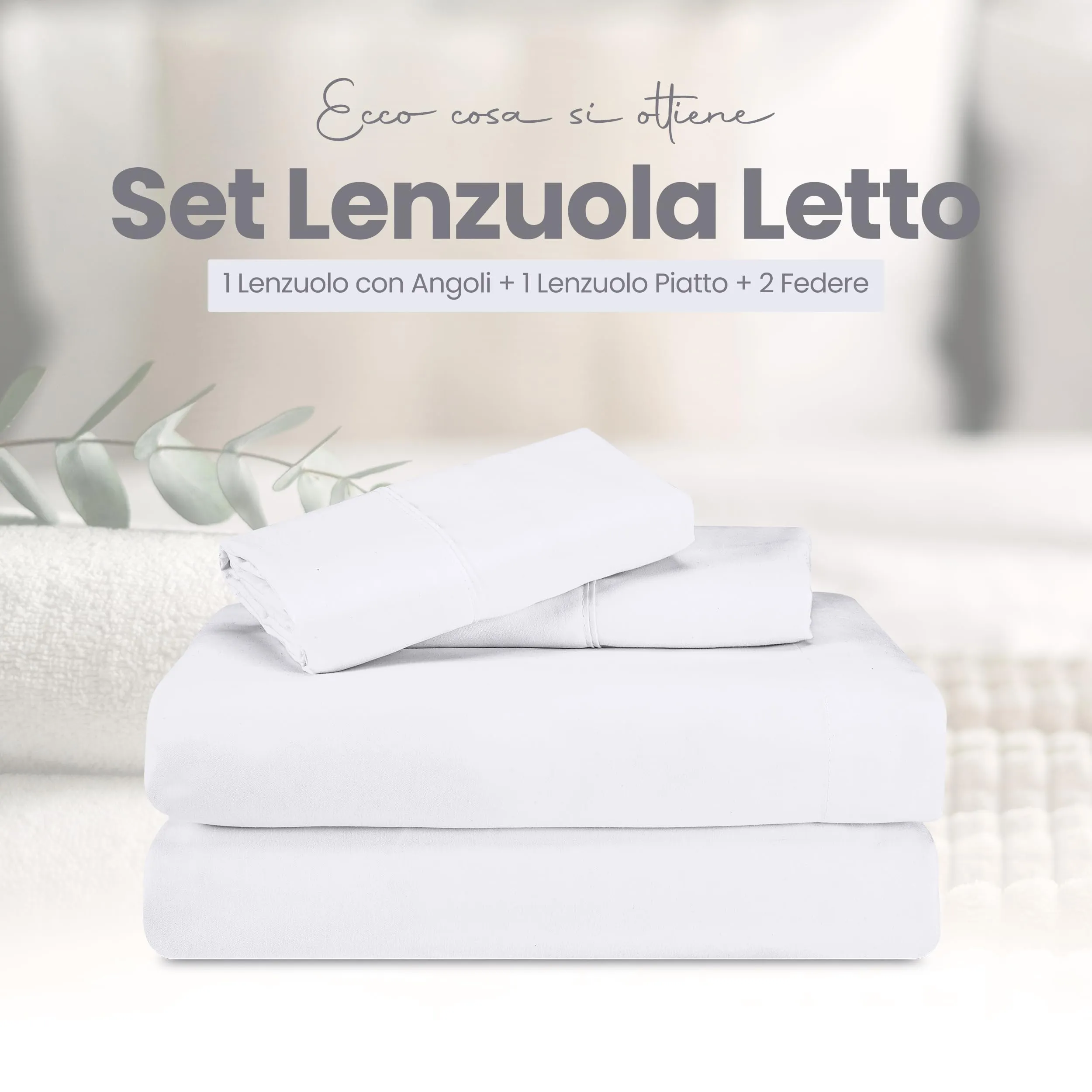 Utopia Bedding Set Lenzuola Letto 4 Pezzi, 135x190cm, Bianca - immagine 3