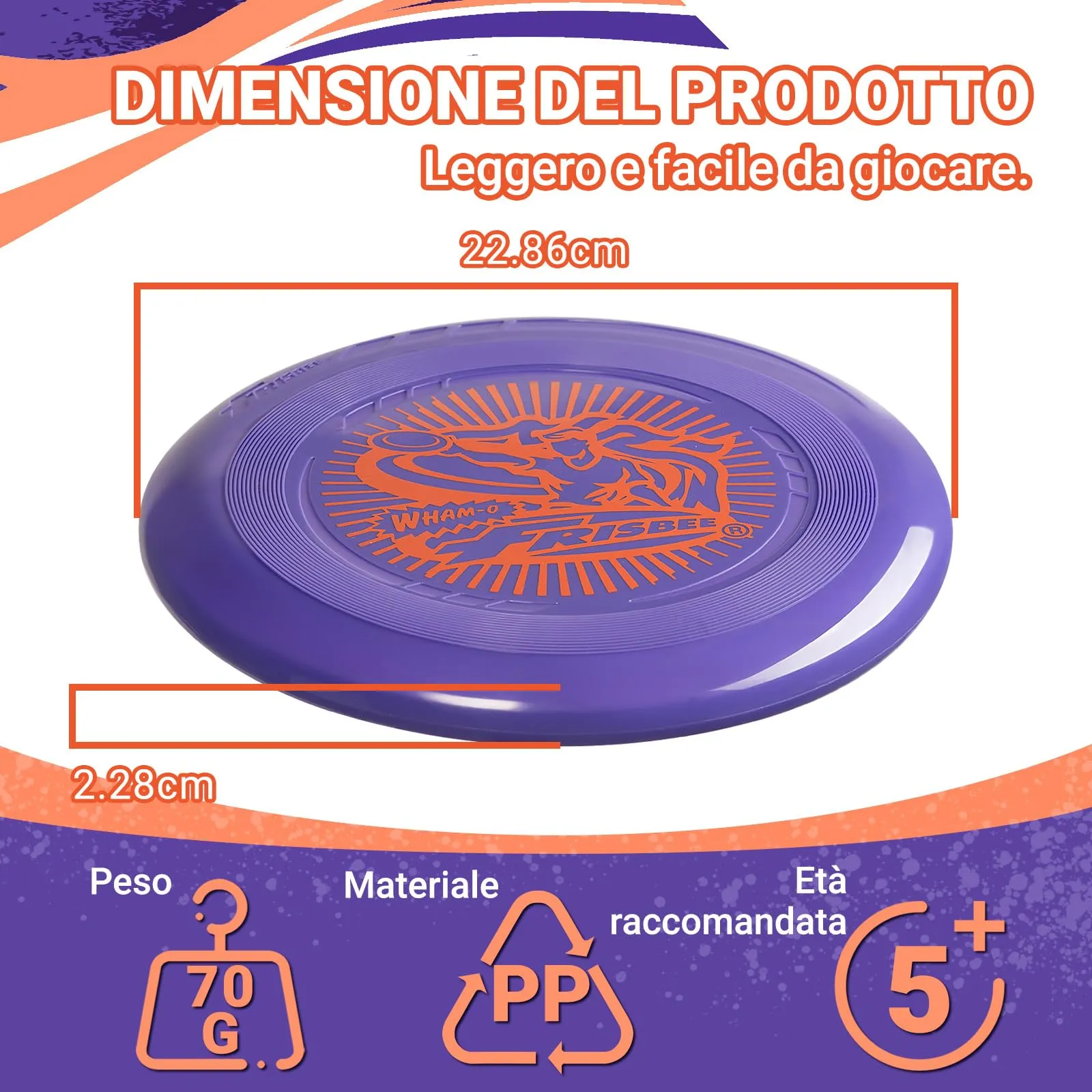 Wham-O Frisbee Dischi Volanti 70g, 22.86 cm, Set di 6 pezzi - immagine 4