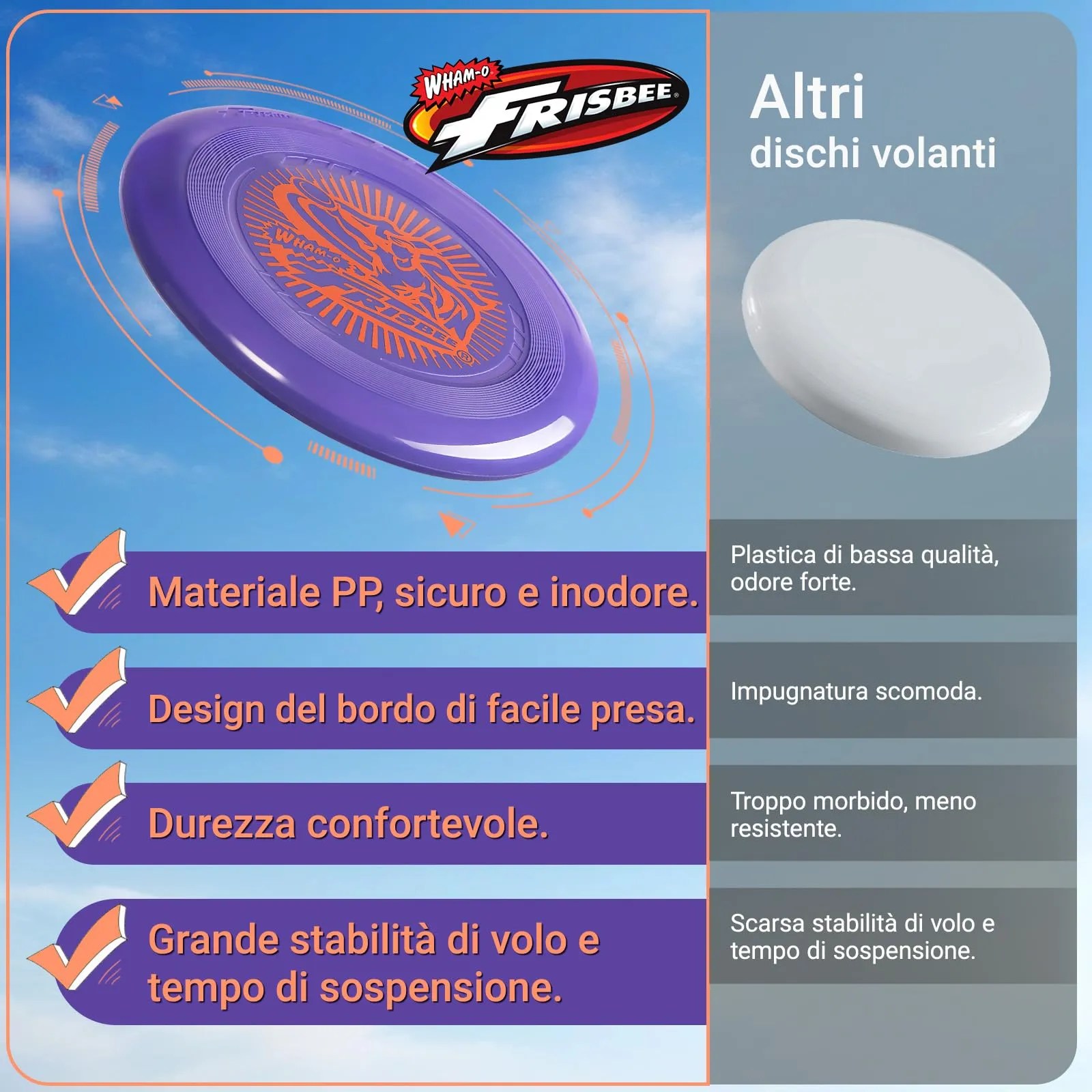 Wham-O Frisbee Dischi Volanti 70g, 22.86 cm, Set di 6 pezzi - immagine 5