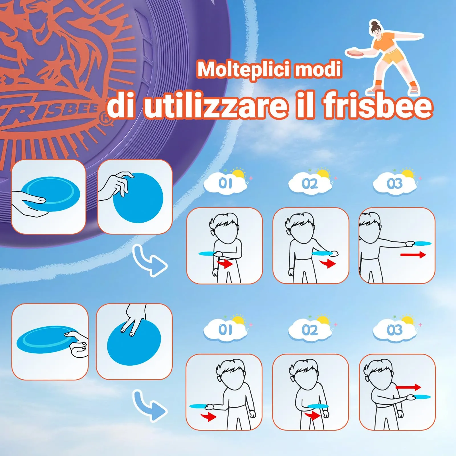Wham-O Frisbee Dischi Volanti 70g, 22.86 cm, Set di 6 pezzi - immagine 6