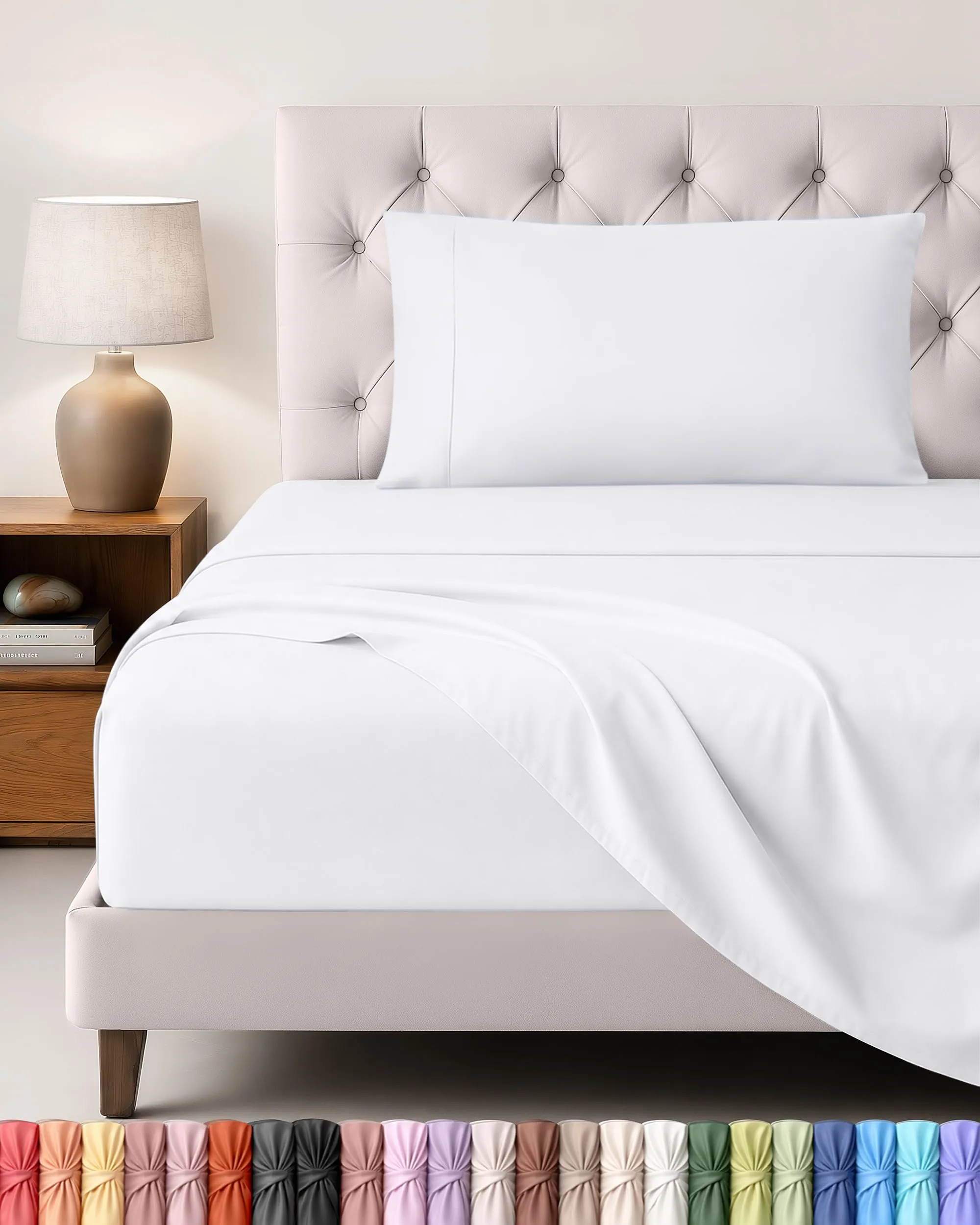Utopia Bedding Set Lenzuola Letto 3 Pezzi, 90x190cm, Bianca - immagine 1