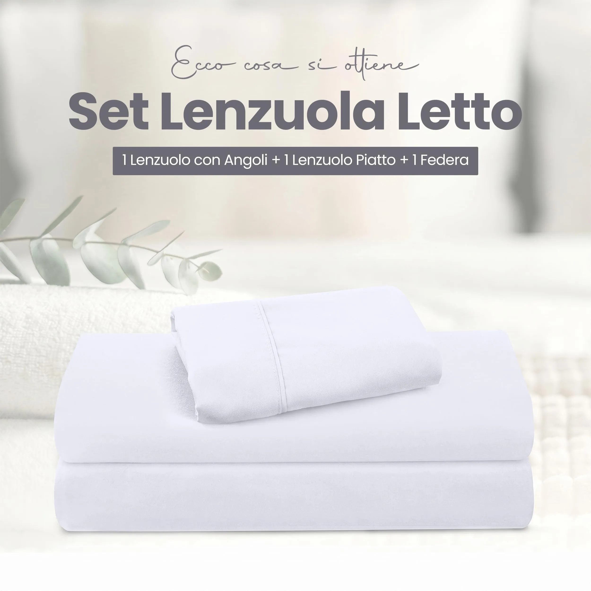 Utopia Bedding Set Lenzuola Letto 3 Pezzi, 90x190cm, Bianca - immagine 3