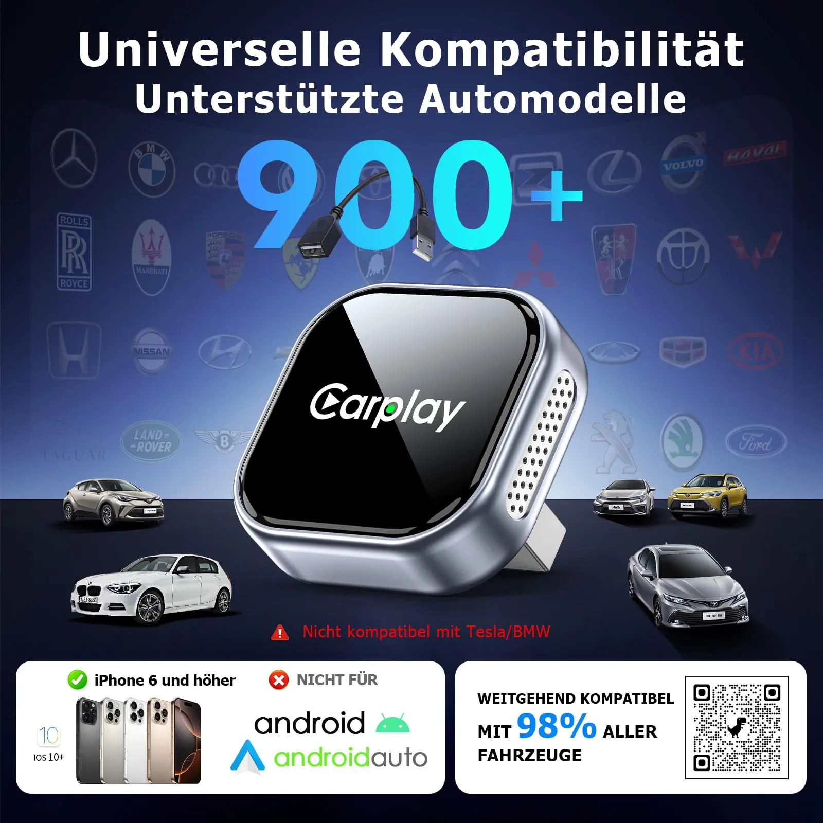RUNNINGMT Adattatore CarPlay Wireless per iPhone, compatibile con iOS 10+ - immagine 4