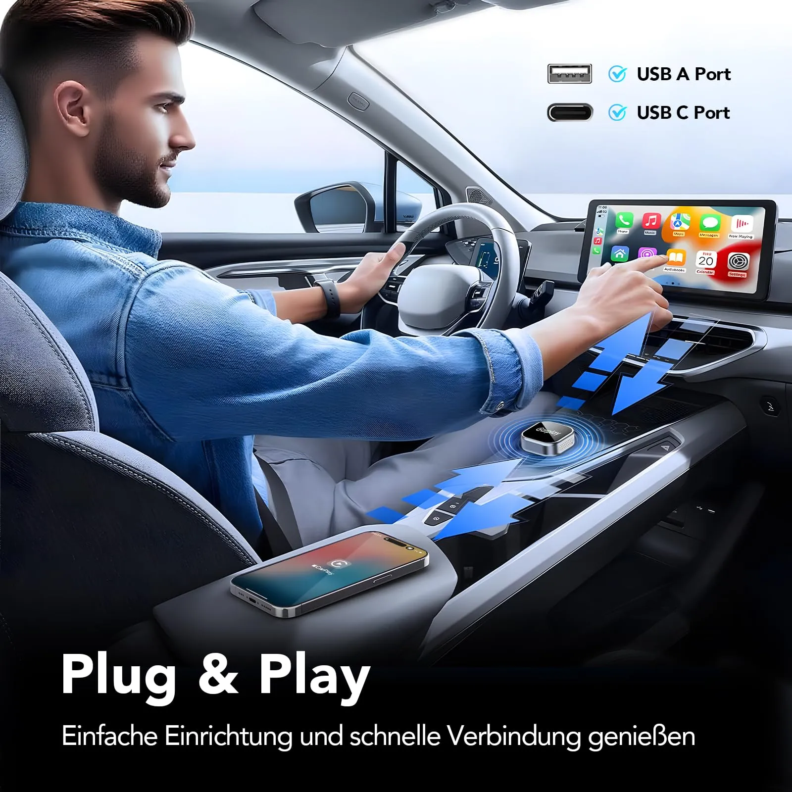RUNNINGMT Adattatore CarPlay Wireless per iPhone, compatibile con iOS 10+ - immagine 7