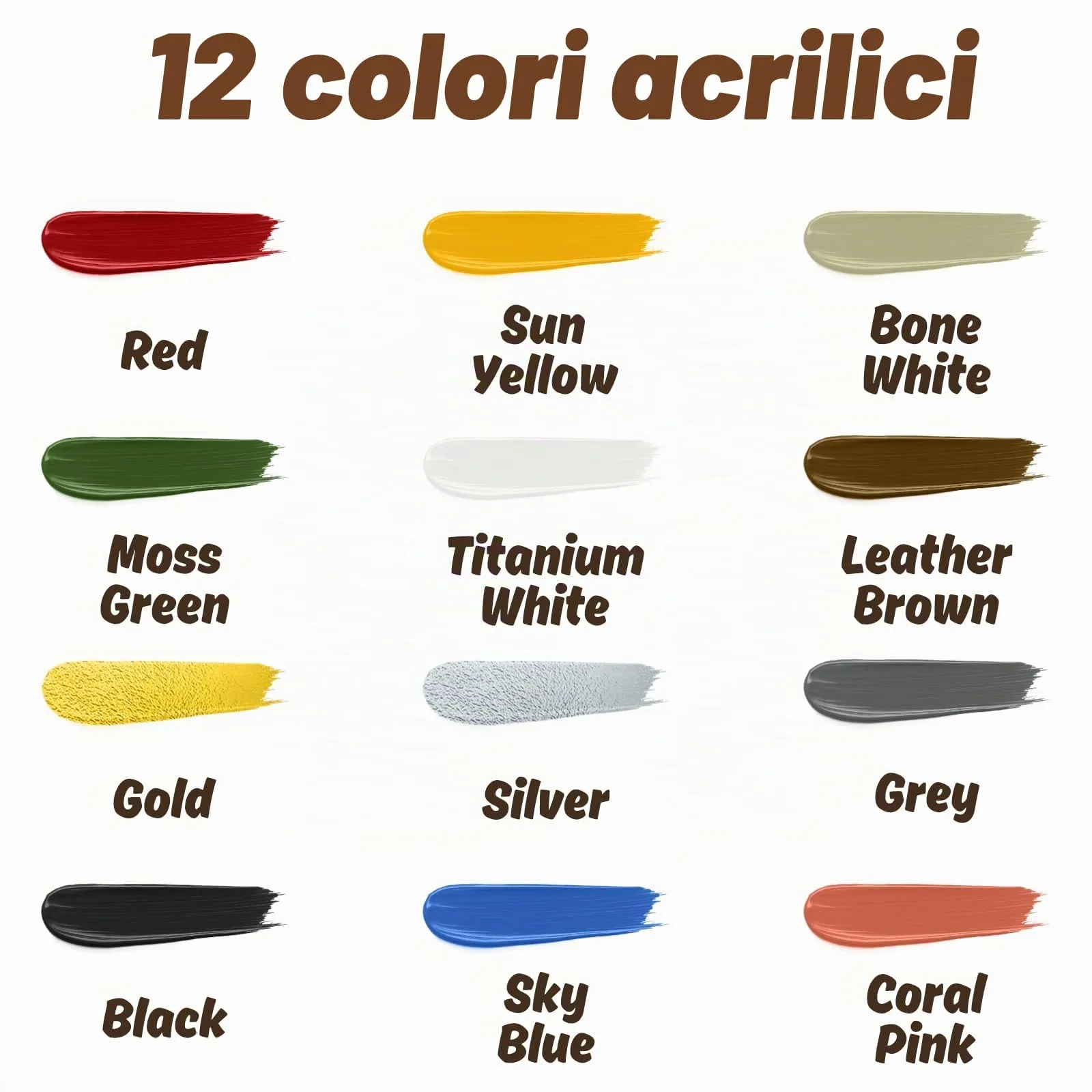 X ARTY HUB Set di Colori Acrilici per Modellismo, 12 Colori e 3 Pennelli - immagine 2