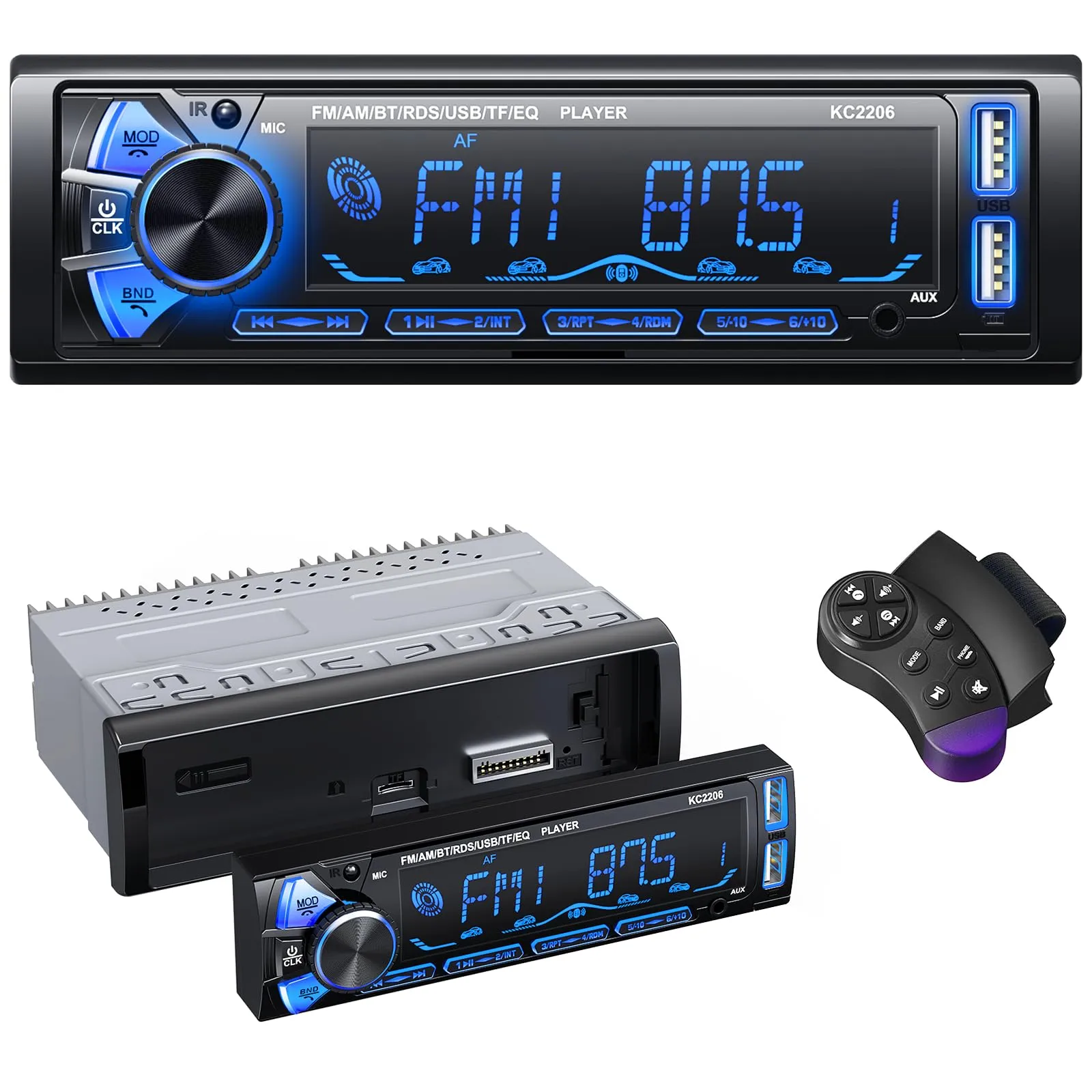 Wistrue Autoradio Bluetooth RDS AM/FM con Frontalino Estraibile - immagine 1