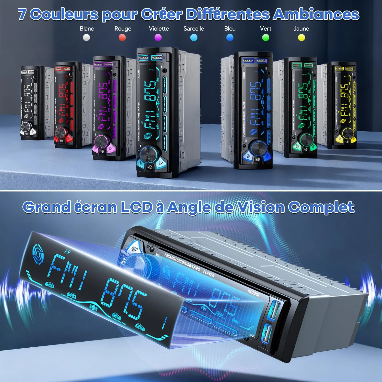 Wistrue Autoradio Bluetooth RDS AM/FM con Frontalino Estraibile - immagine 3