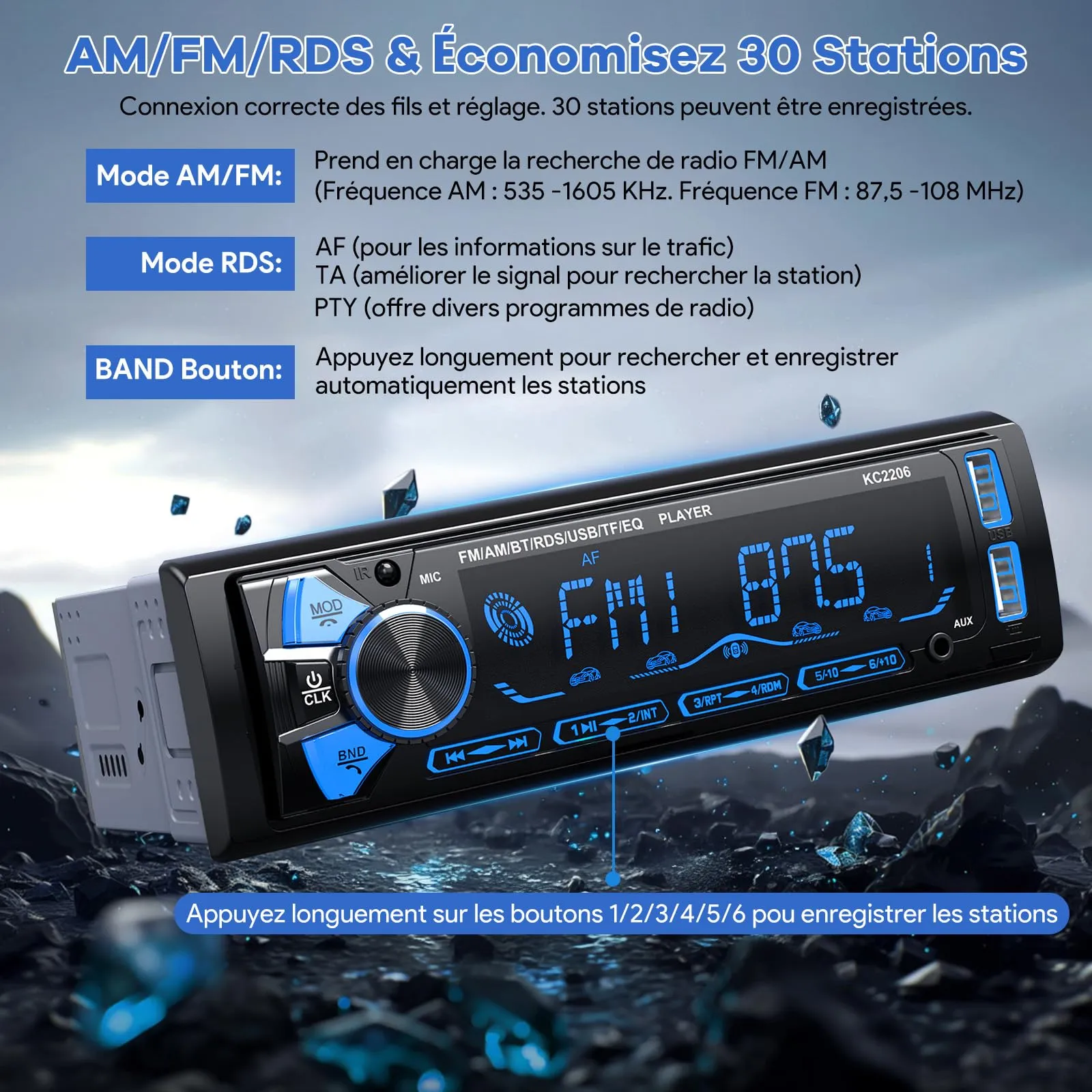 Wistrue Autoradio Bluetooth RDS AM/FM con Frontalino Estraibile - immagine 4