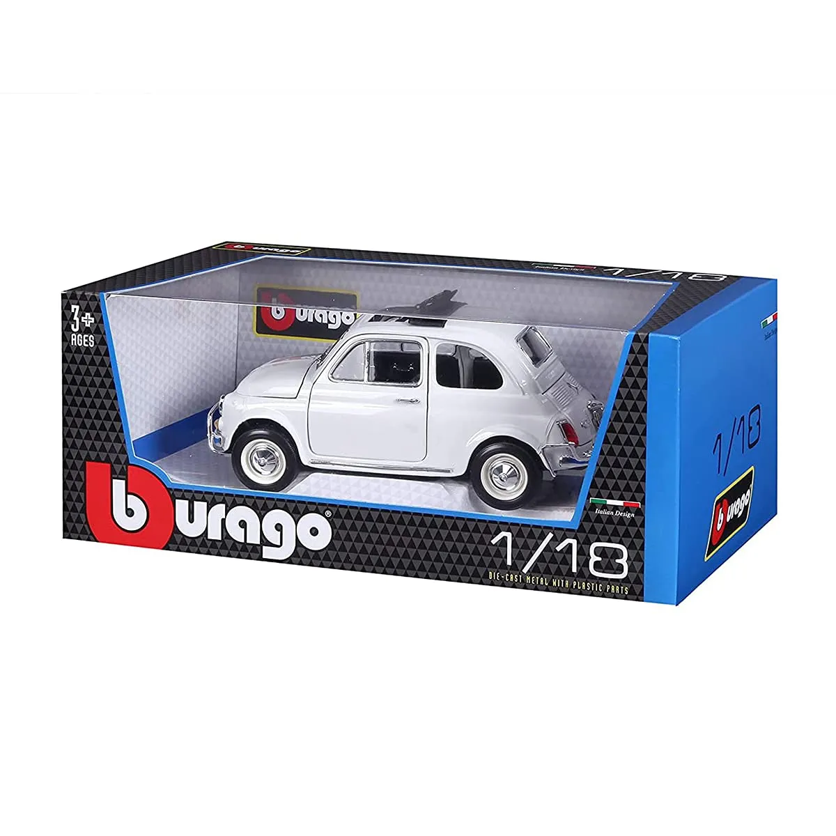 Bburago Fiat 500L 1968 Diecast Model Car, Scale 1:18 - immagine 3