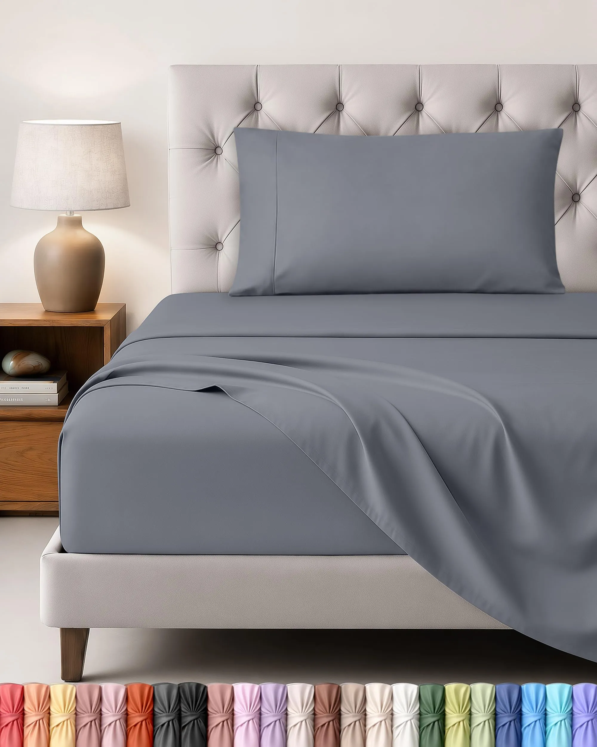 Utopia Bedding Set Lenzuola Letto 3 Pezzi, 90x190cm, Grigio - immagine 1