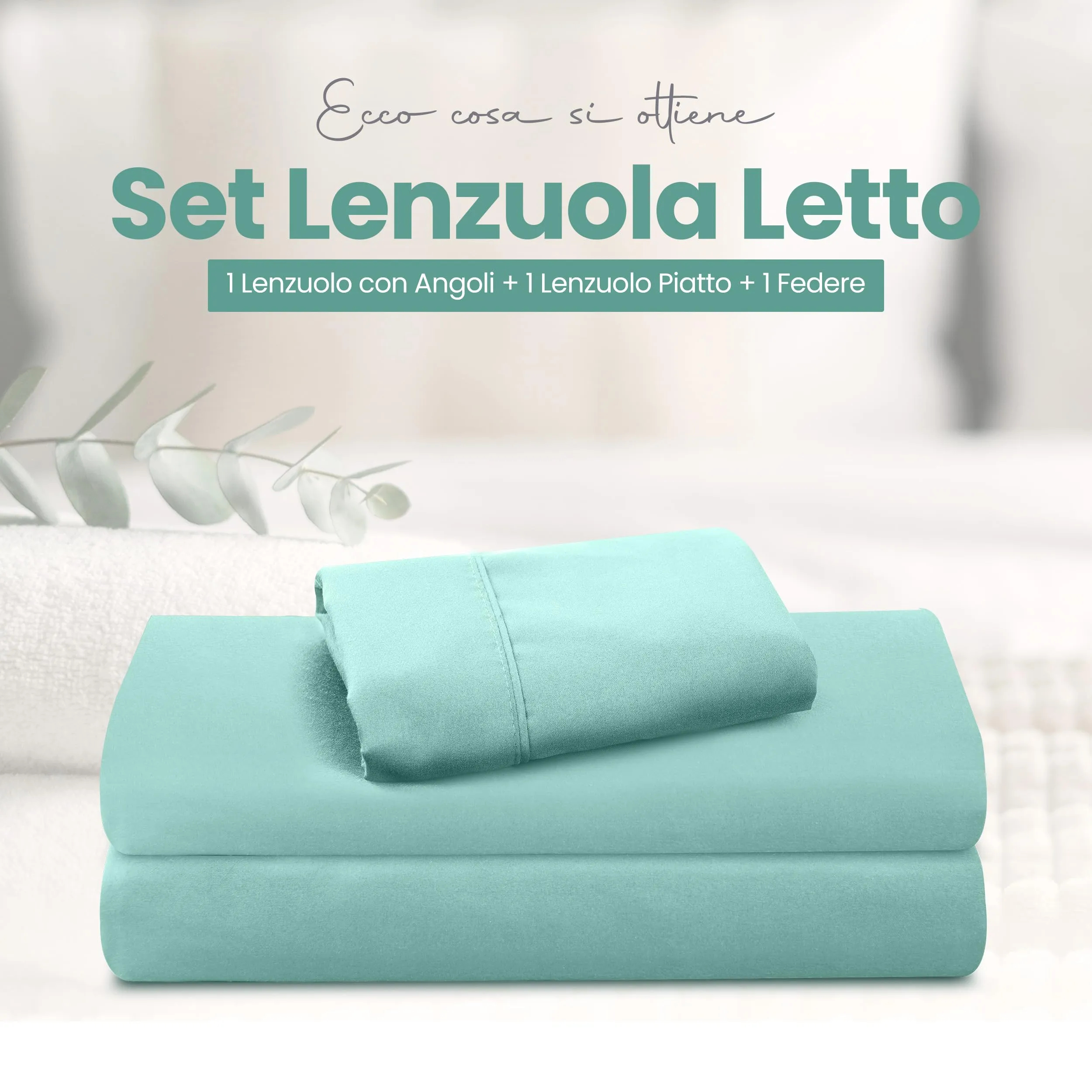 Utopia Bedding Set Lenzuola Letto 3 Pezzi, 90x190cm, Blu Spa - immagine 3