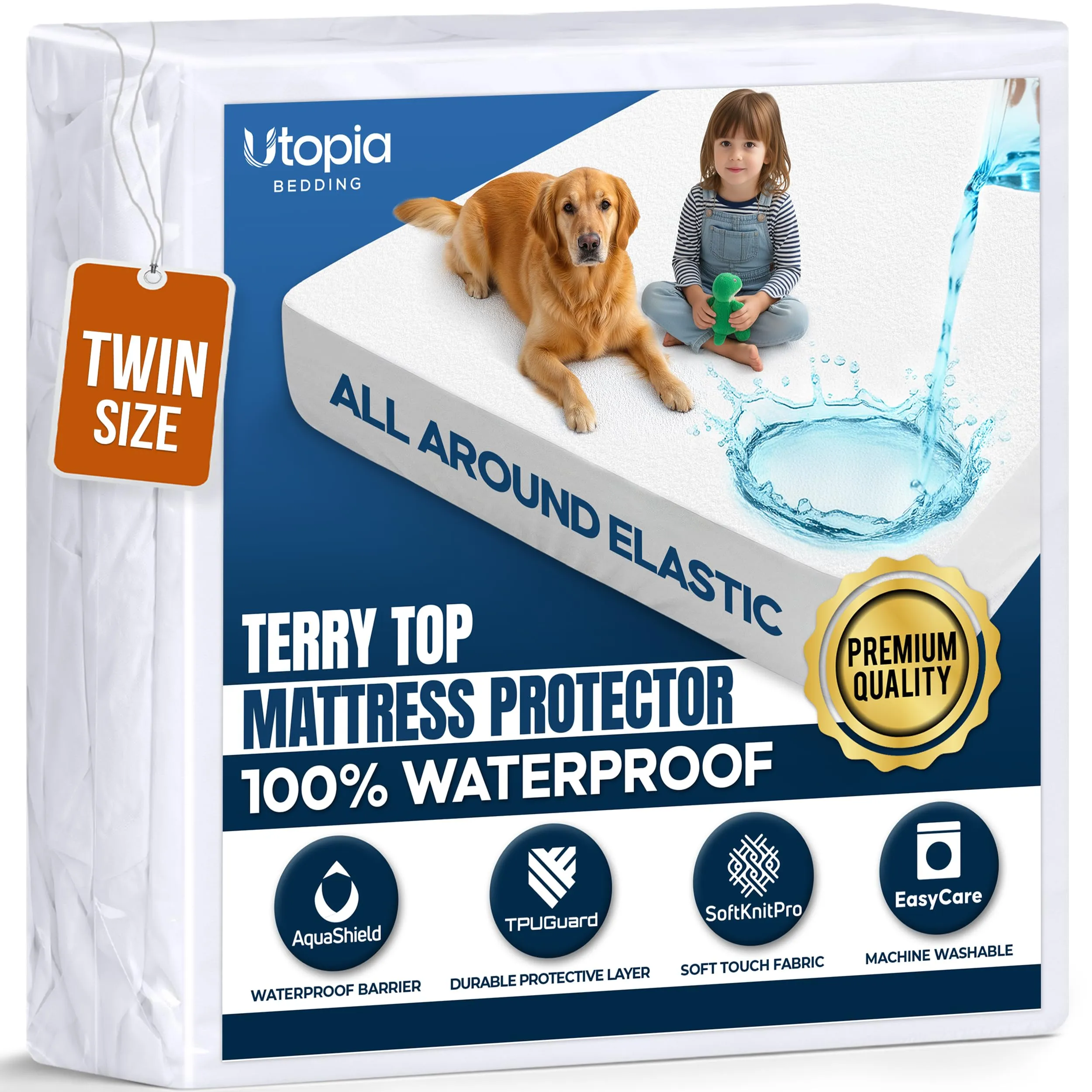 Utopia Bedding Coprimaterasso Ipoallergenico e Impermeabile, Doppio, Bianco - immagine 1