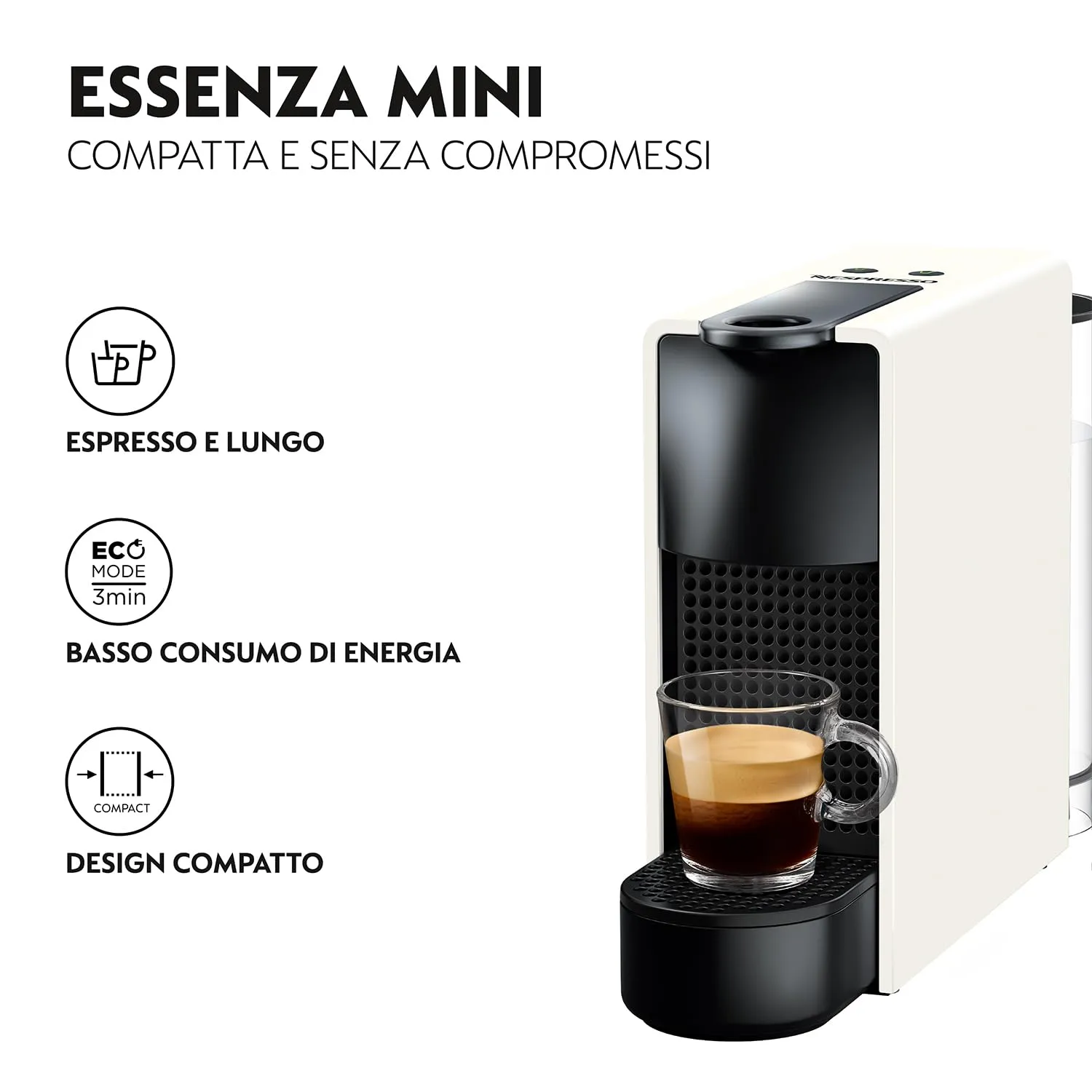 Krups Nespresso Essenza Mini Macchina da Caffè Bianco XN1101 - immagine 3