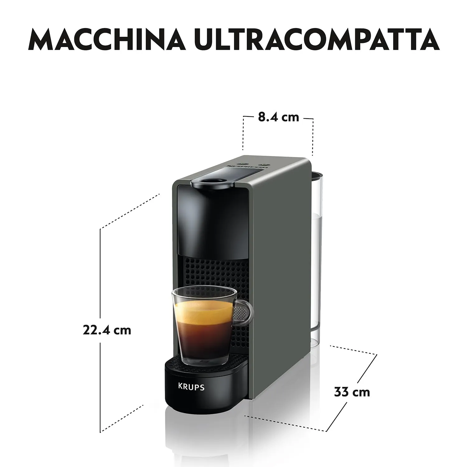 Krups Nespresso Essenza Mini XN110B Kaffeekapselmaschine, 0,6 L, 19 bar, Grau - immagine 4