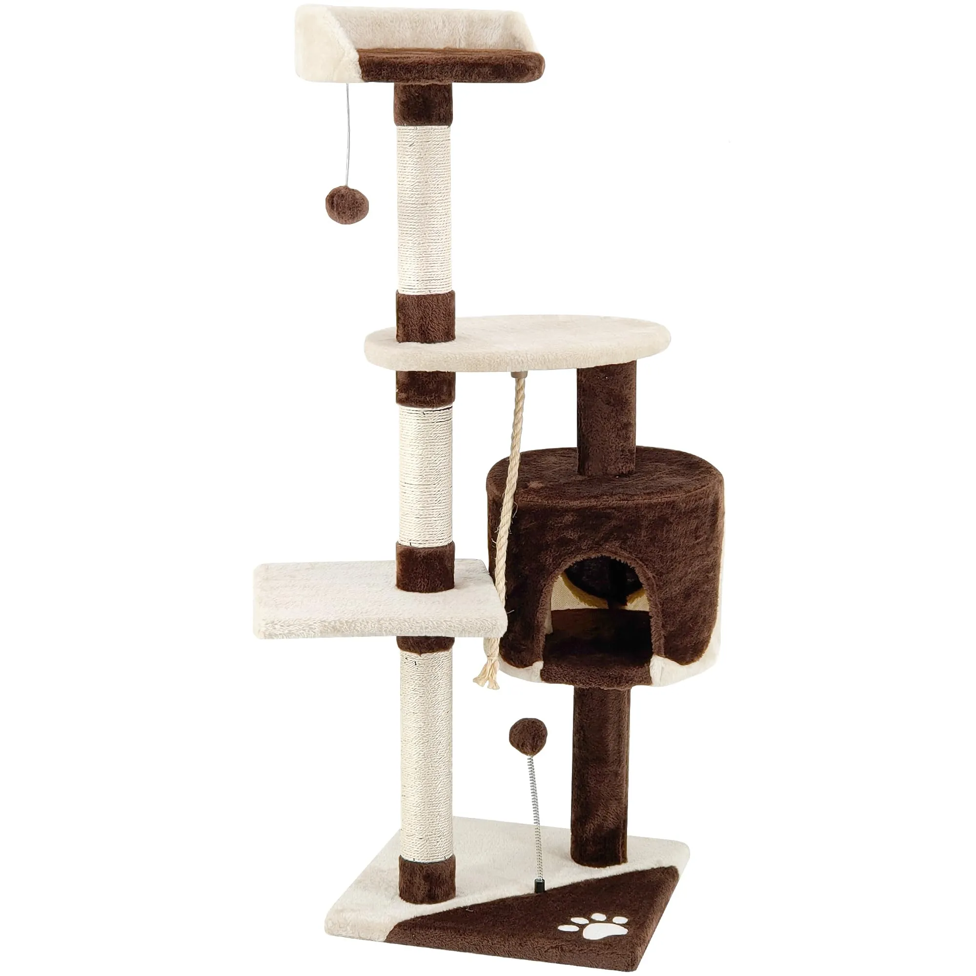 Beltom Tiragraffi per Gatti Angolare, 112 cm, Sisal e Peluche, Marrone-Beige - immagine 3