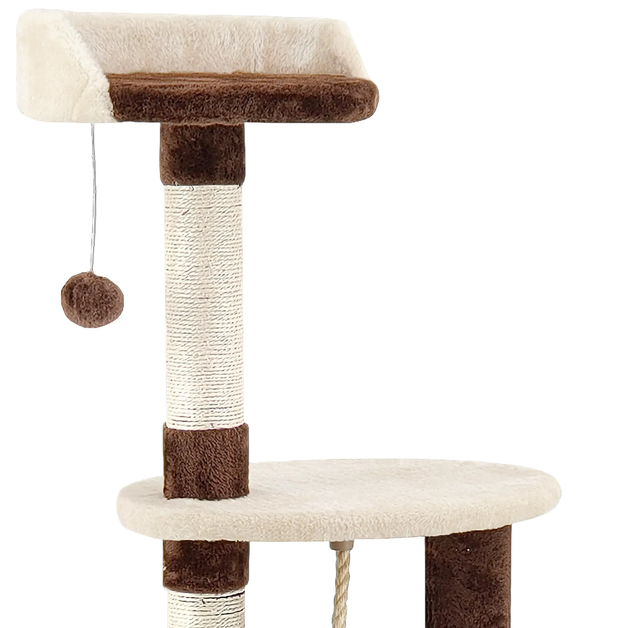 Beltom Tiragraffi per Gatti Angolare, 112 cm, Sisal e Peluche, Marrone-Beige - immagine 4