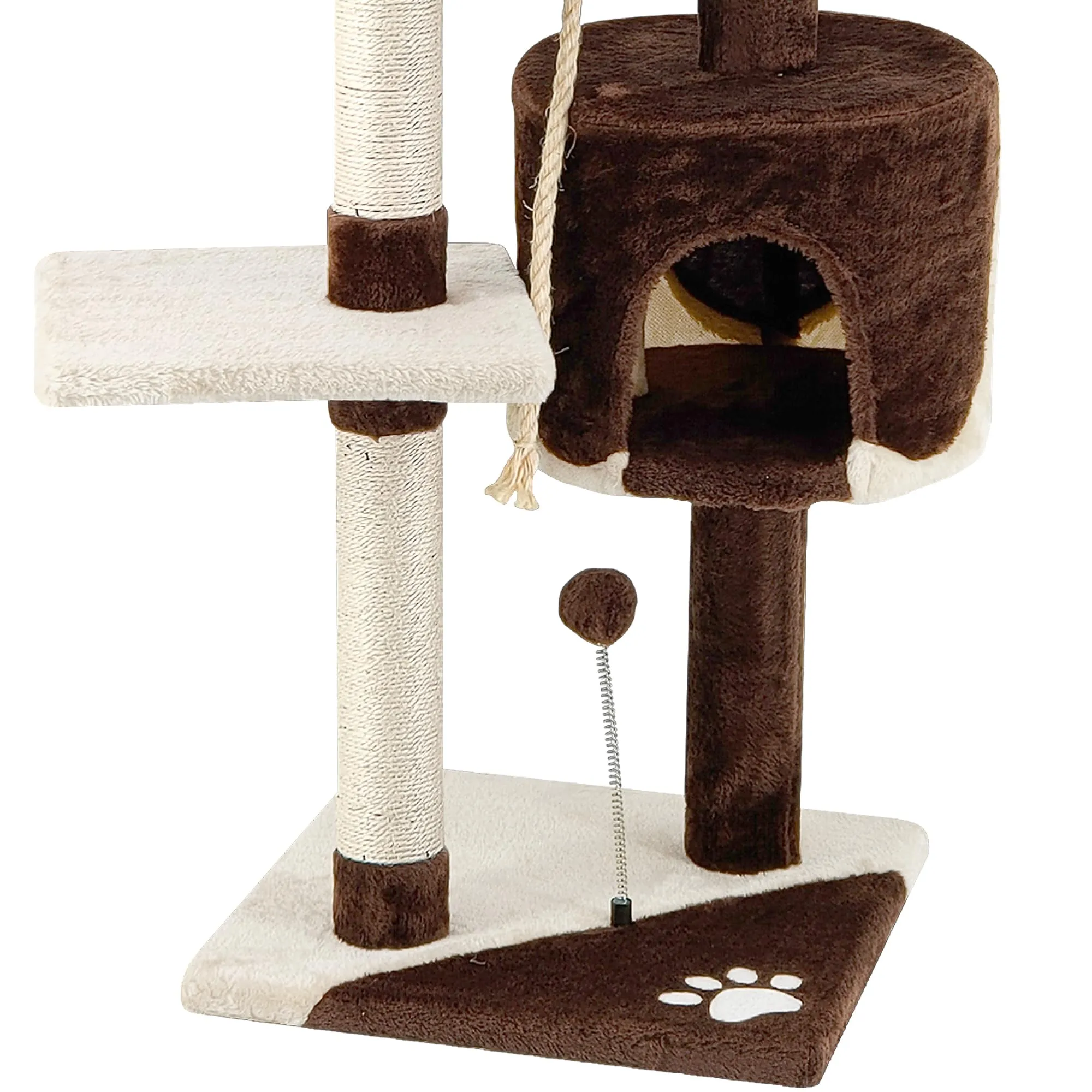 Beltom Tiragraffi per Gatti Angolare, 112 cm, Sisal e Peluche, Marrone-Beige - immagine 5