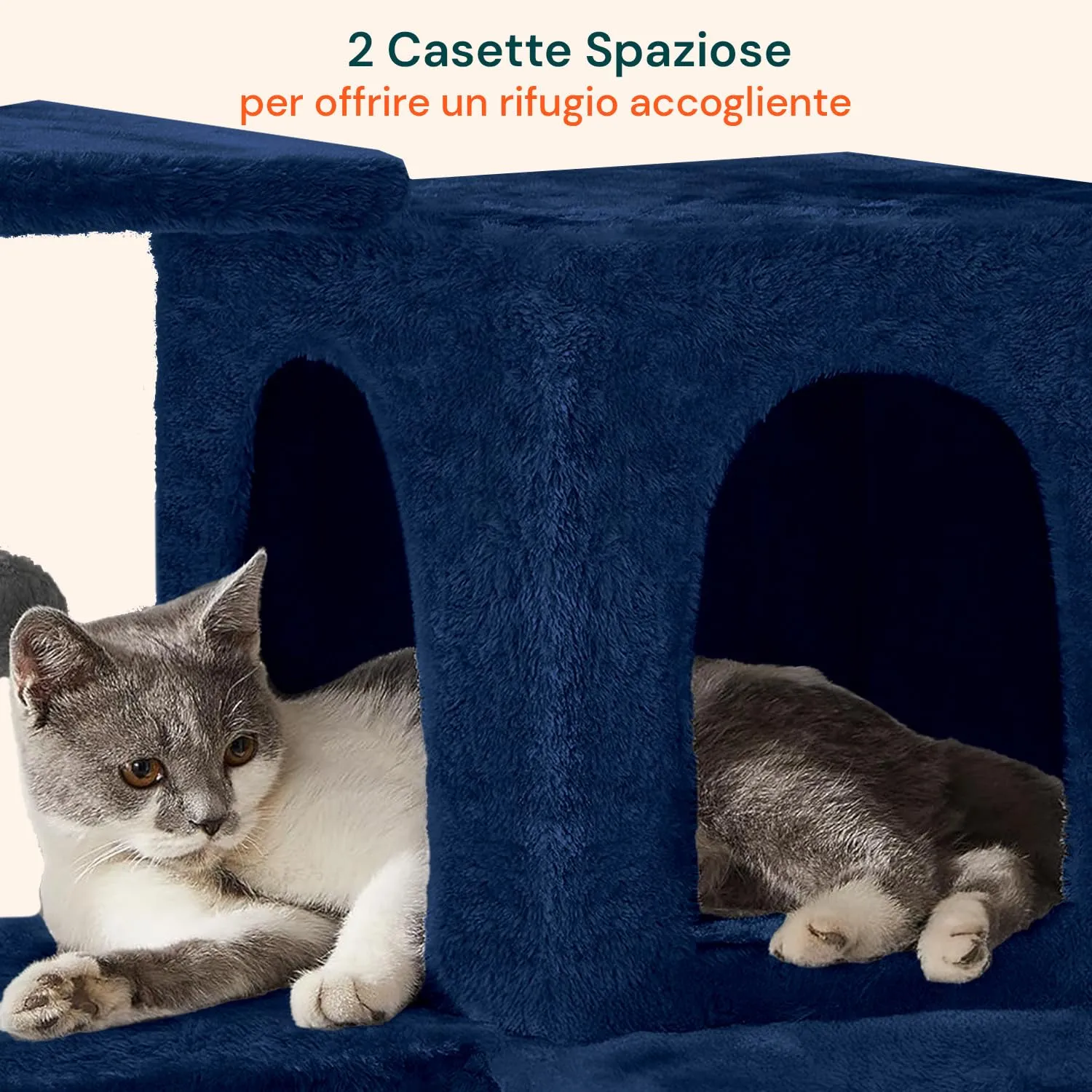 Wintem Tiragraffi con Cuccia per Gatti Adulti, Albero Palestra a Torre 170 cm, Blu - immagine 5