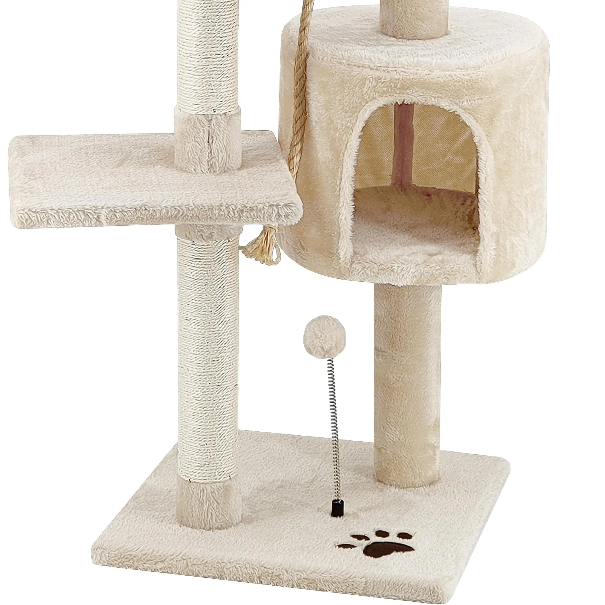 Beltom Tiragraffi per Gatto, 112 cm, Sisal e Peluche, Beige - immagine 4