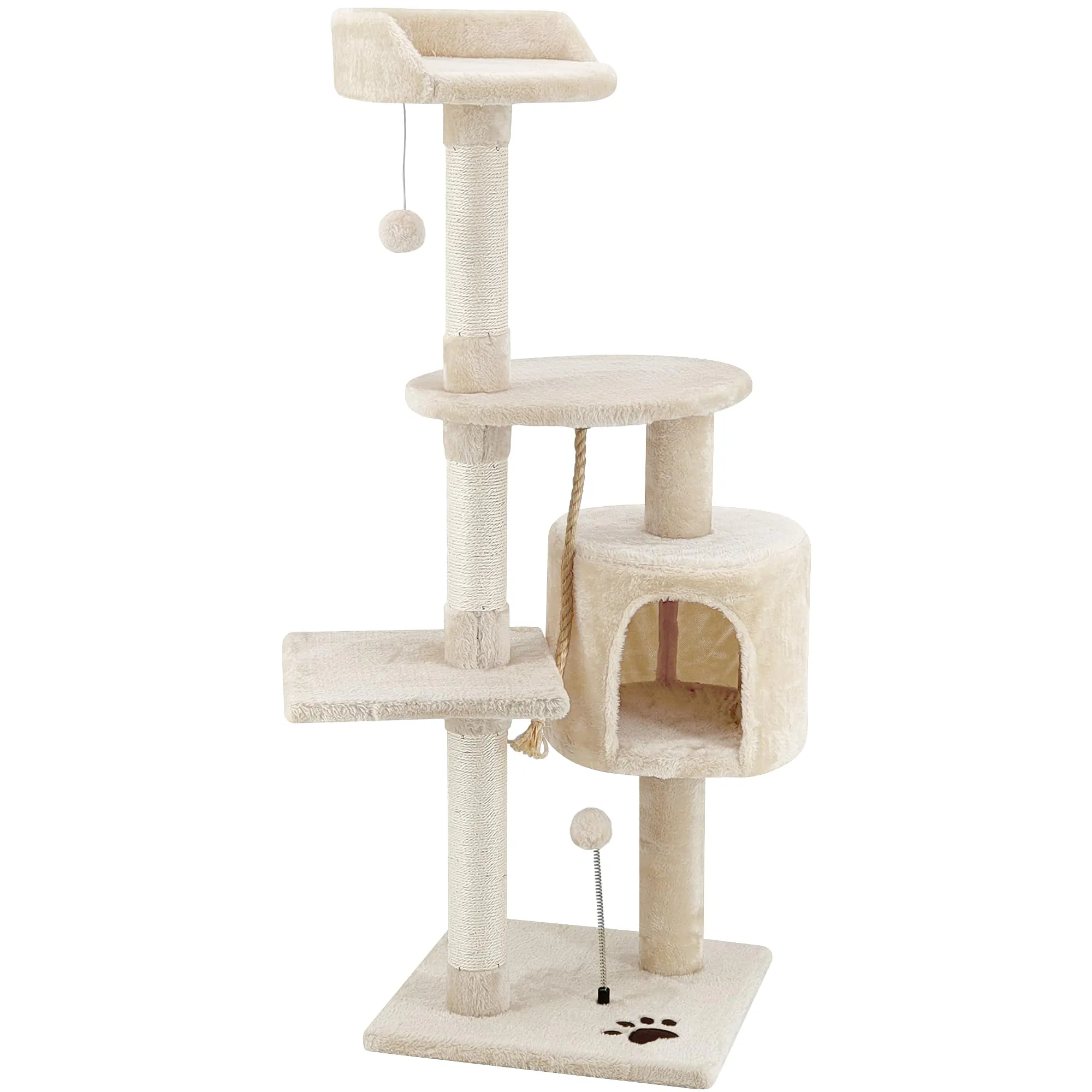 Beltom Tiragraffi per Gatto, 112 cm, Sisal e Peluche, Beige - immagine 6