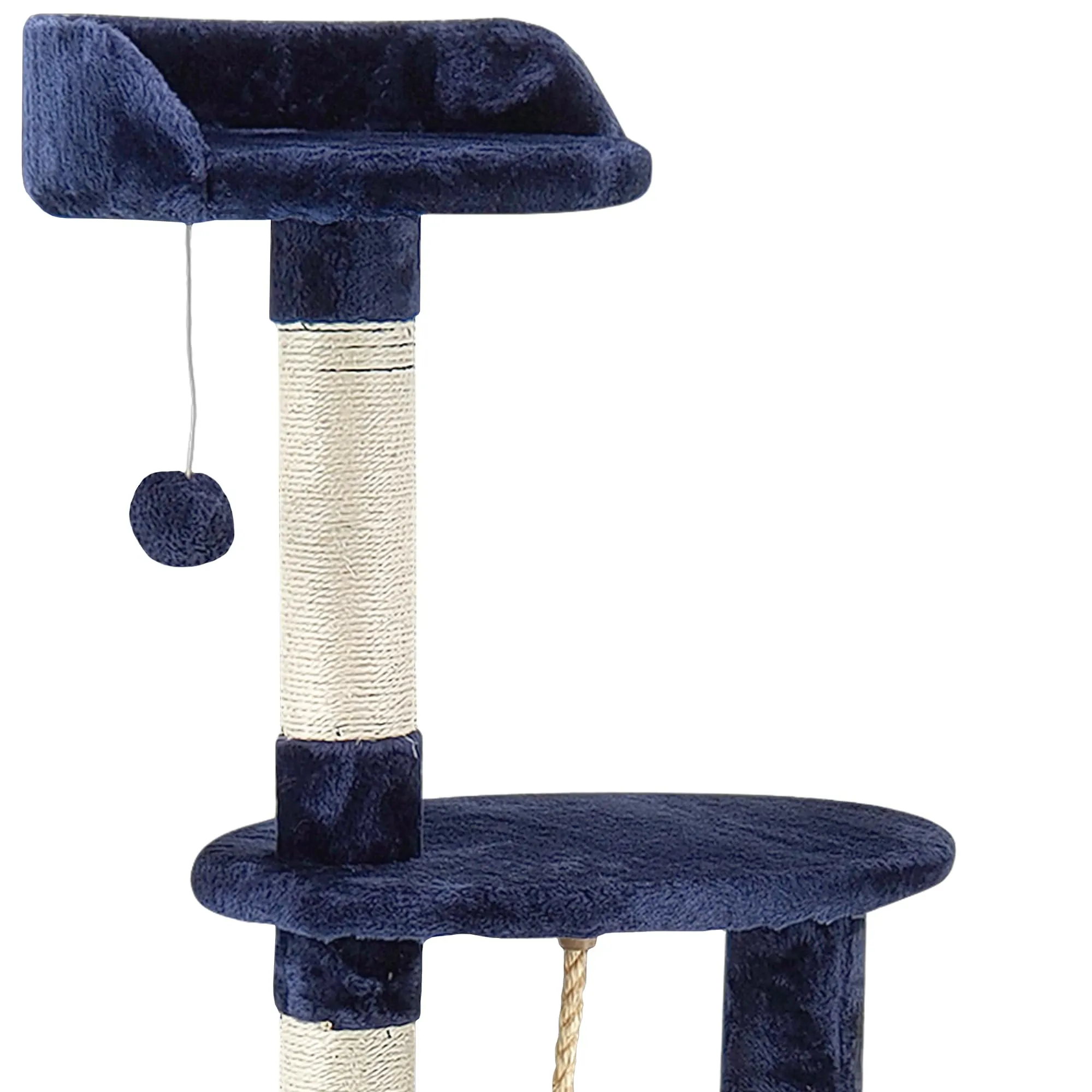 Beltom Tiragraffi per Gatto 112 cm, Parco Giochi con Sisal e Cuccia - Blu - immagine 3