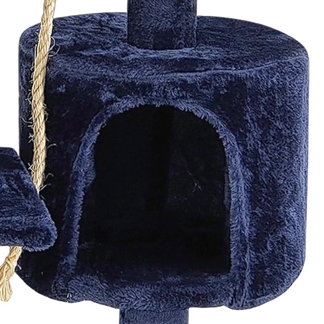 Beltom Tiragraffi per Gatto 112 cm, Parco Giochi con Sisal e Cuccia - Blu - immagine 5