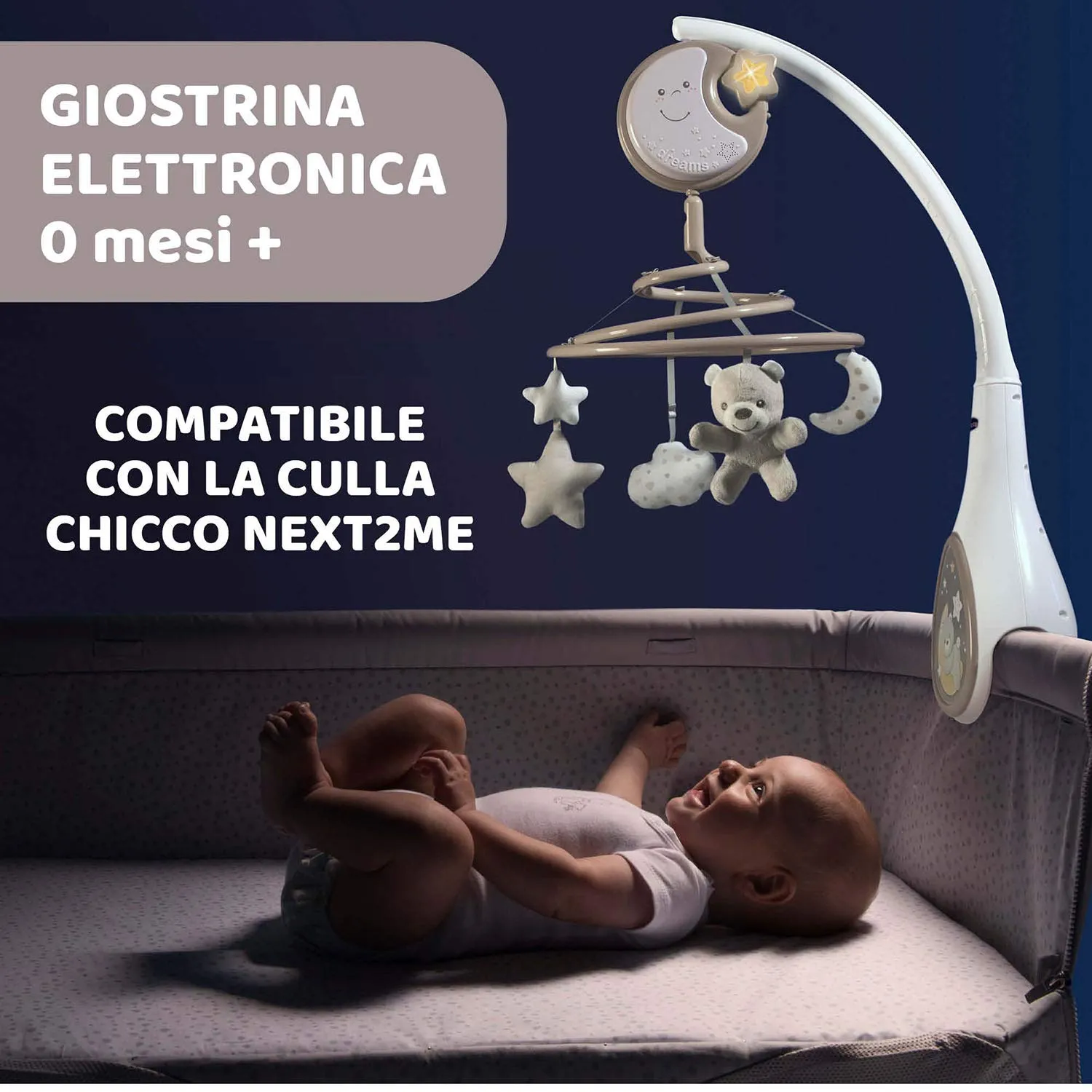 Chicco Next2Dreams Giostrina Neonato 3in1 per Culla e Lettino, Neutro - immagine 2