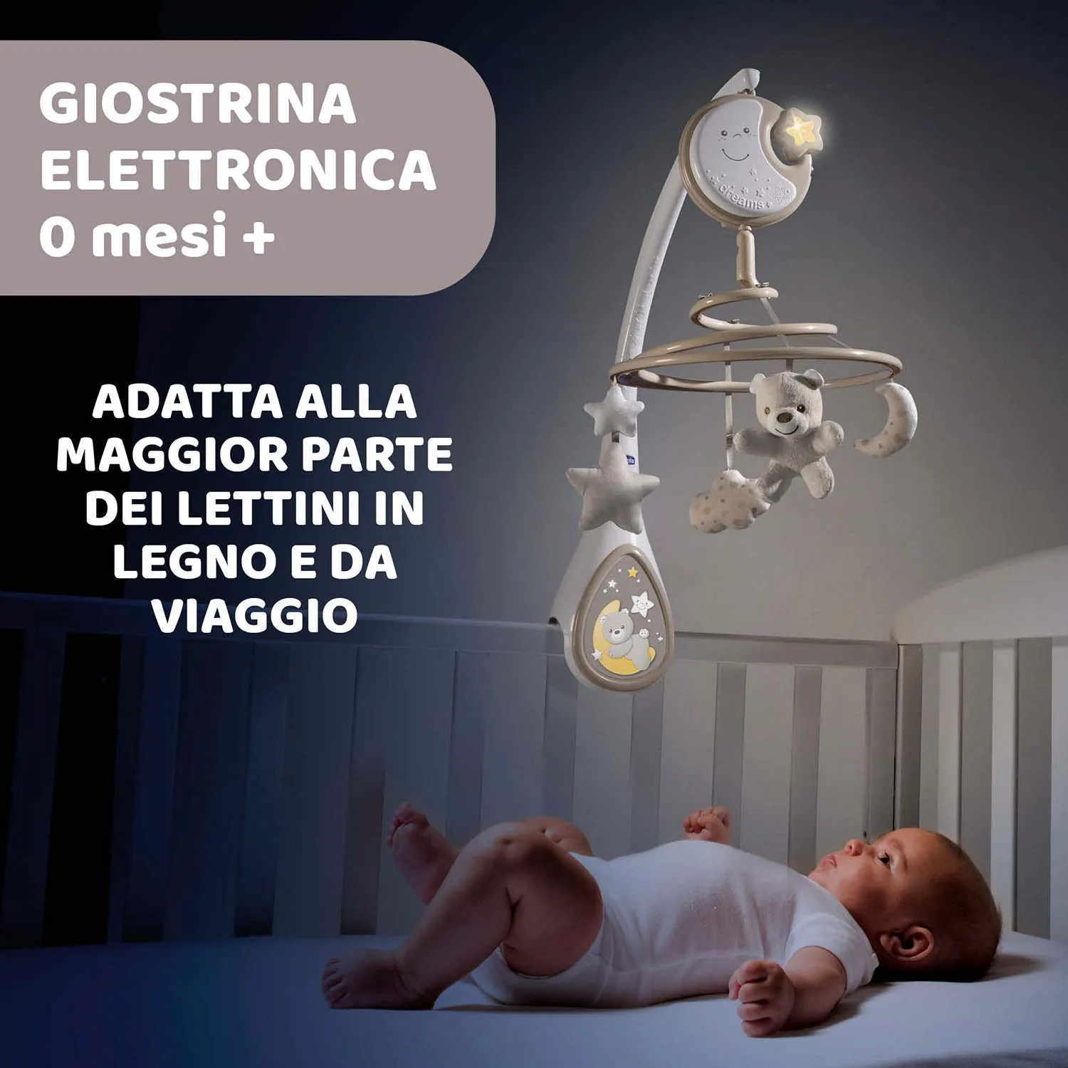Chicco Next2Dreams Giostrina Neonato 3in1 per Culla e Lettino, Neutro - immagine 3