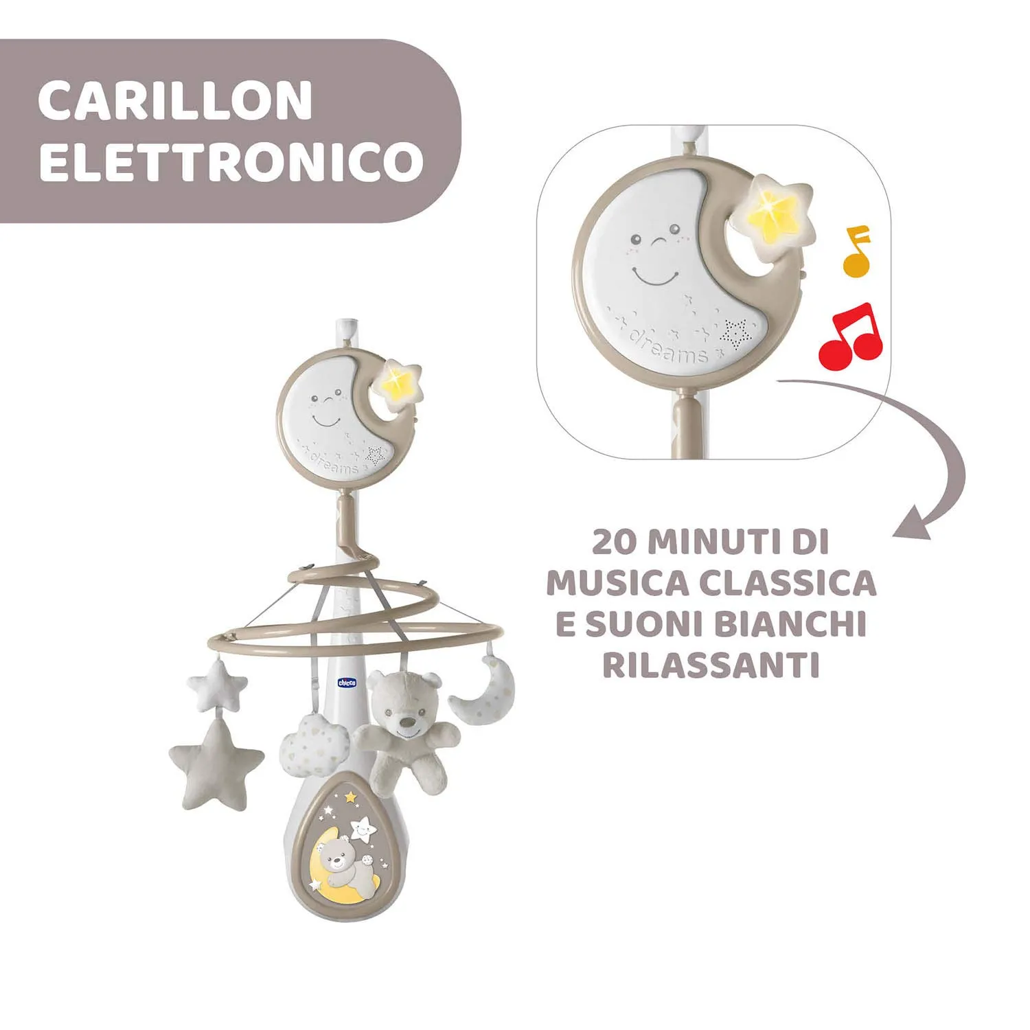 Chicco Next2Dreams Giostrina Neonato 3in1 per Culla e Lettino, Neutro - immagine 5