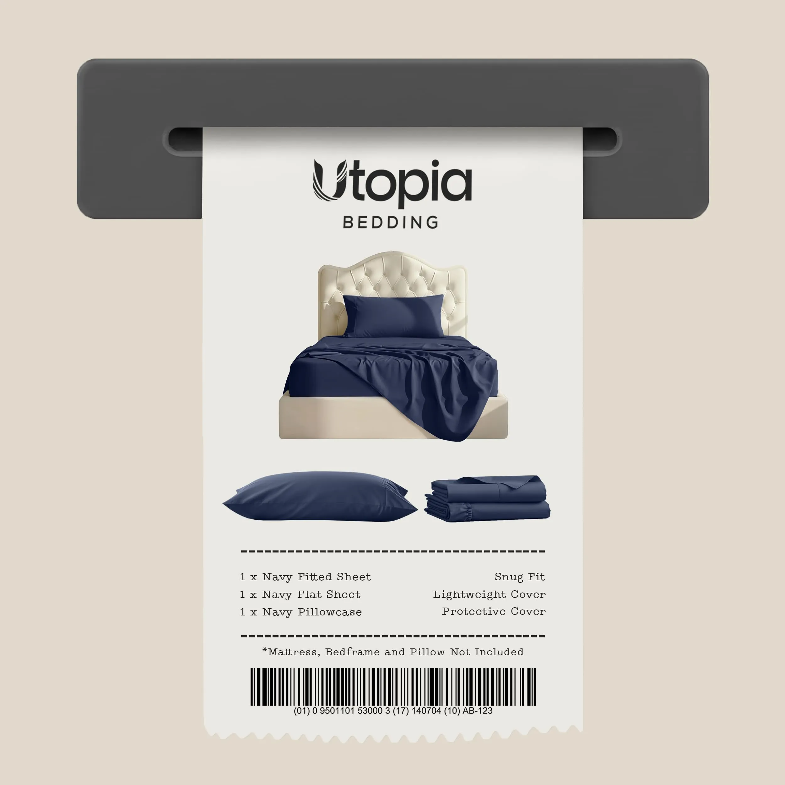 Utopia Bedding Set di lenzuola in microfibra spazzolata, Blu Navy, USA Twin - immagine 7