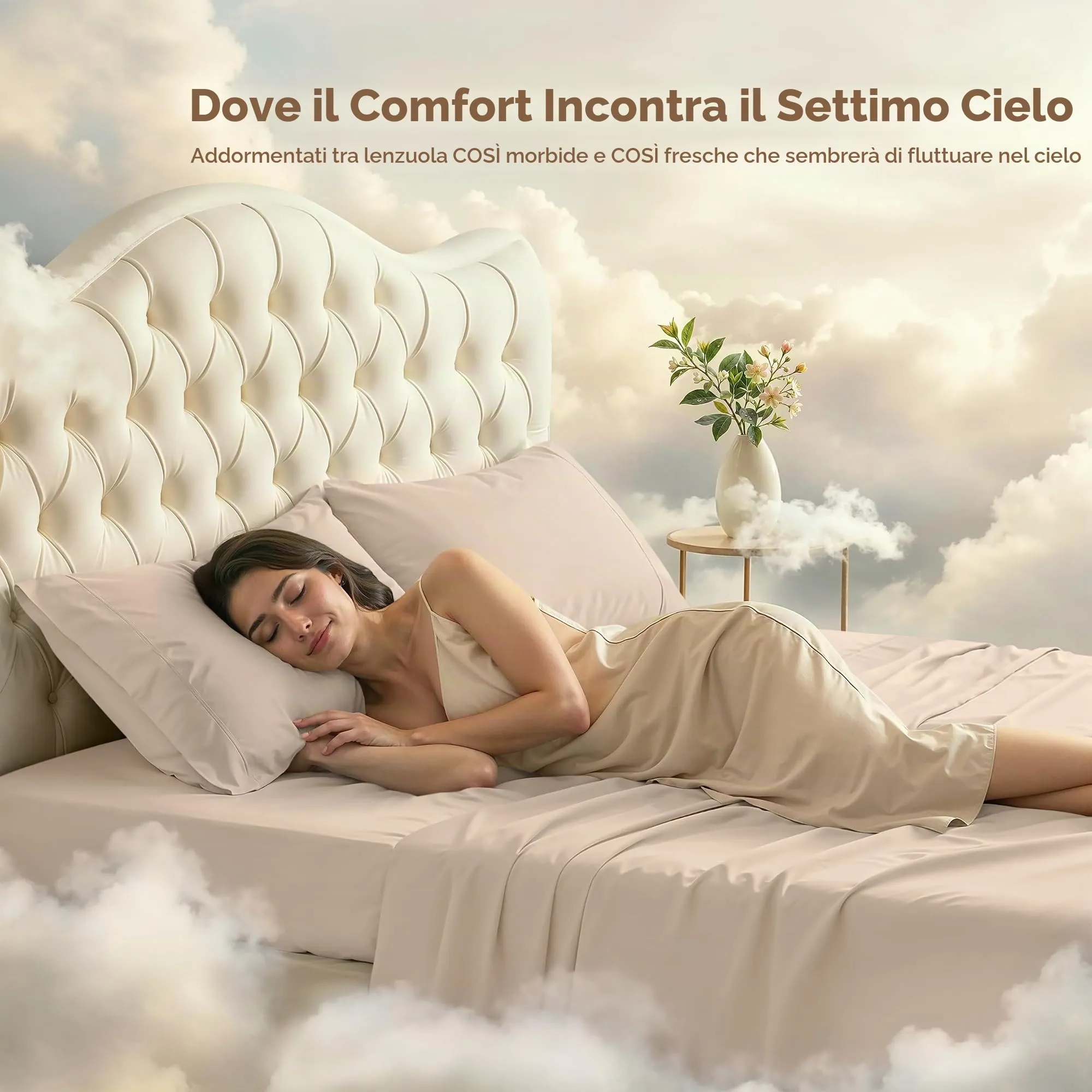 Utopia Bedding Set di lenzuola in microfibra 4 pezzi, Beige, Matrimoniale - immagine 5
