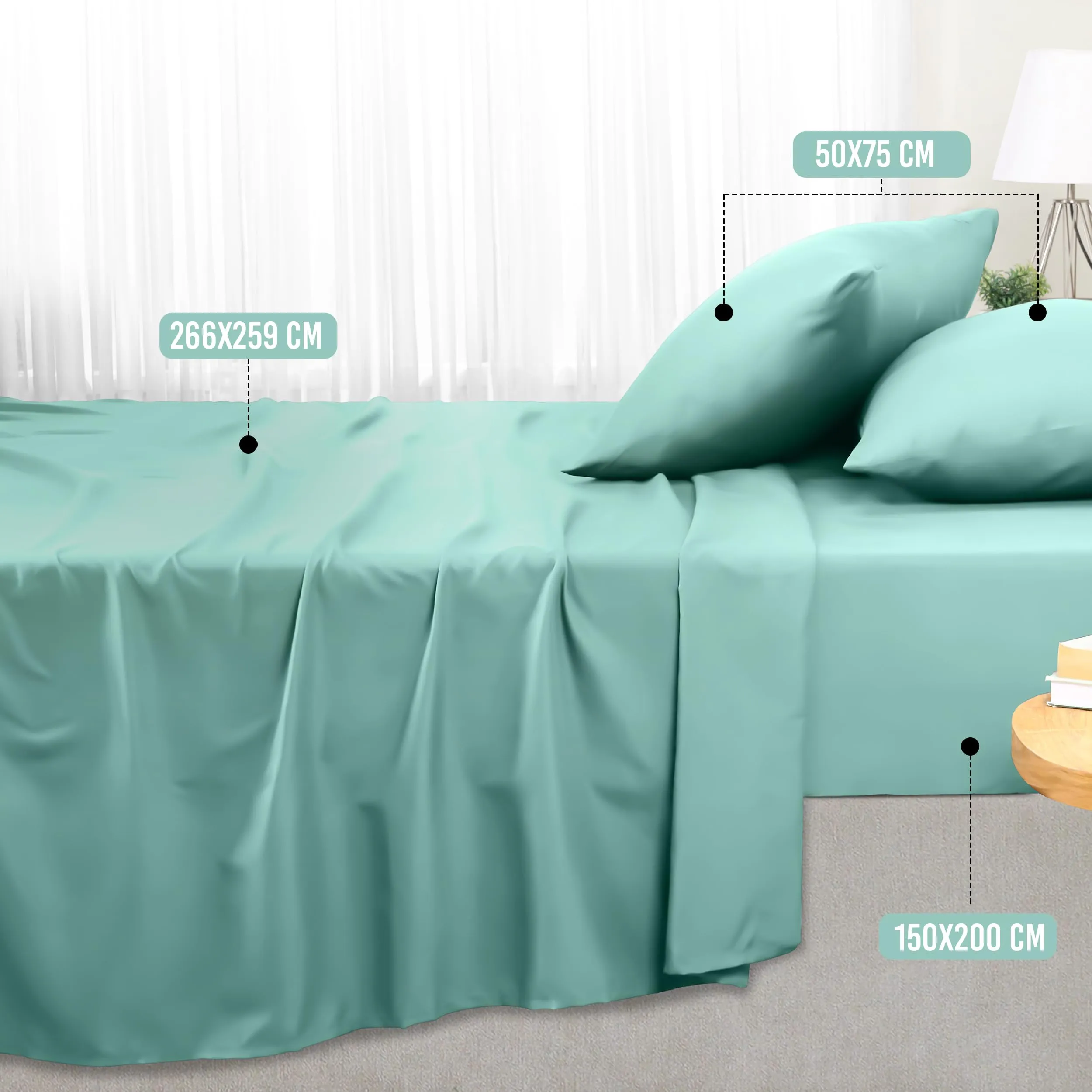 Utopia Bedding Set Lenzuola Letto 4 Pezzi, 150x200cm, Blu Spa - immagine 2