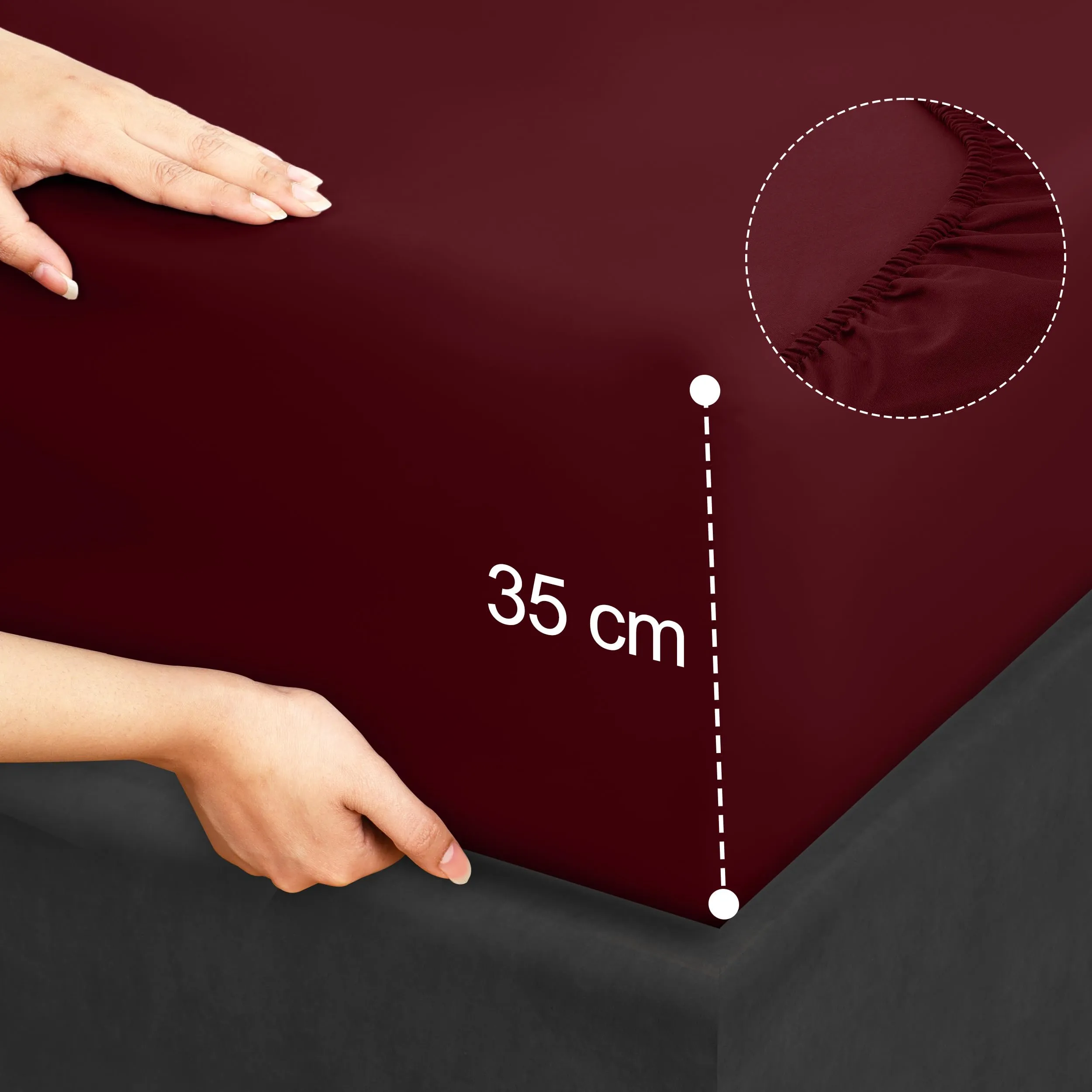 Utopia Bedding Set Lenzuola Letto 4 Pezzi, 135x190cm, Bordeaux - immagine 5