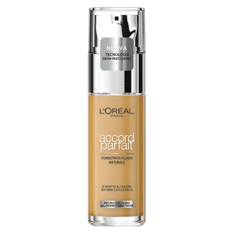 L'Oreal Paris Accord Parfait Fondotinta Liquido con Acido Ialuronico, 4D/W Golden Natural, 30 ml - immagine 1