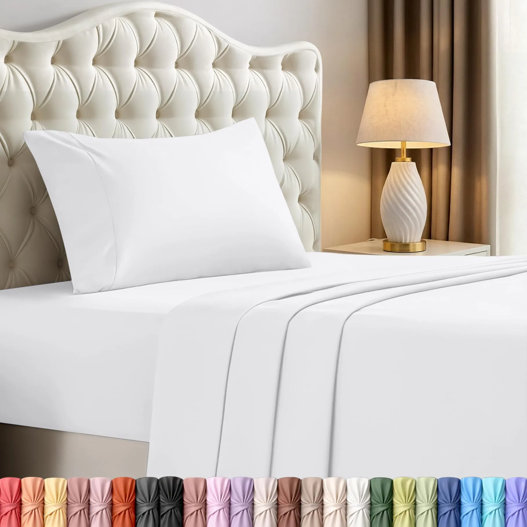 Utopia Bedding Set di lenzuola per letto singolo, 3 pezzi, microfibra, Bianco - immagine 1