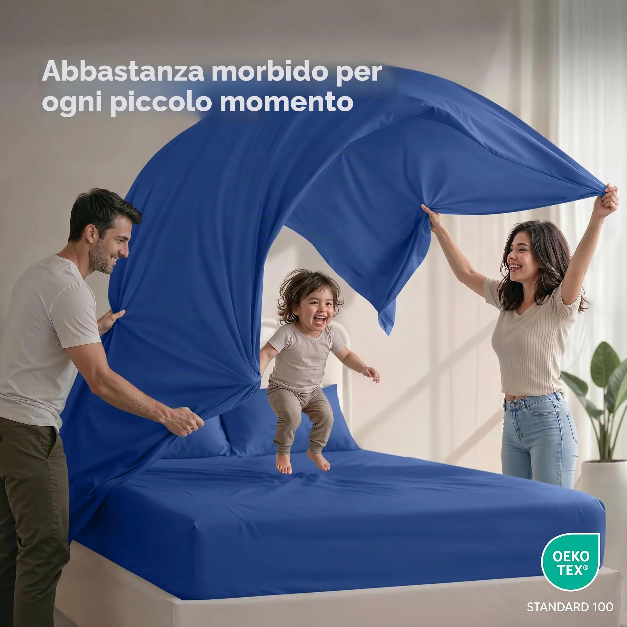 Utopia Bedding Set di lenzuola in microfibra, 4 pezzi, King size, Blu Reale - immagine 5